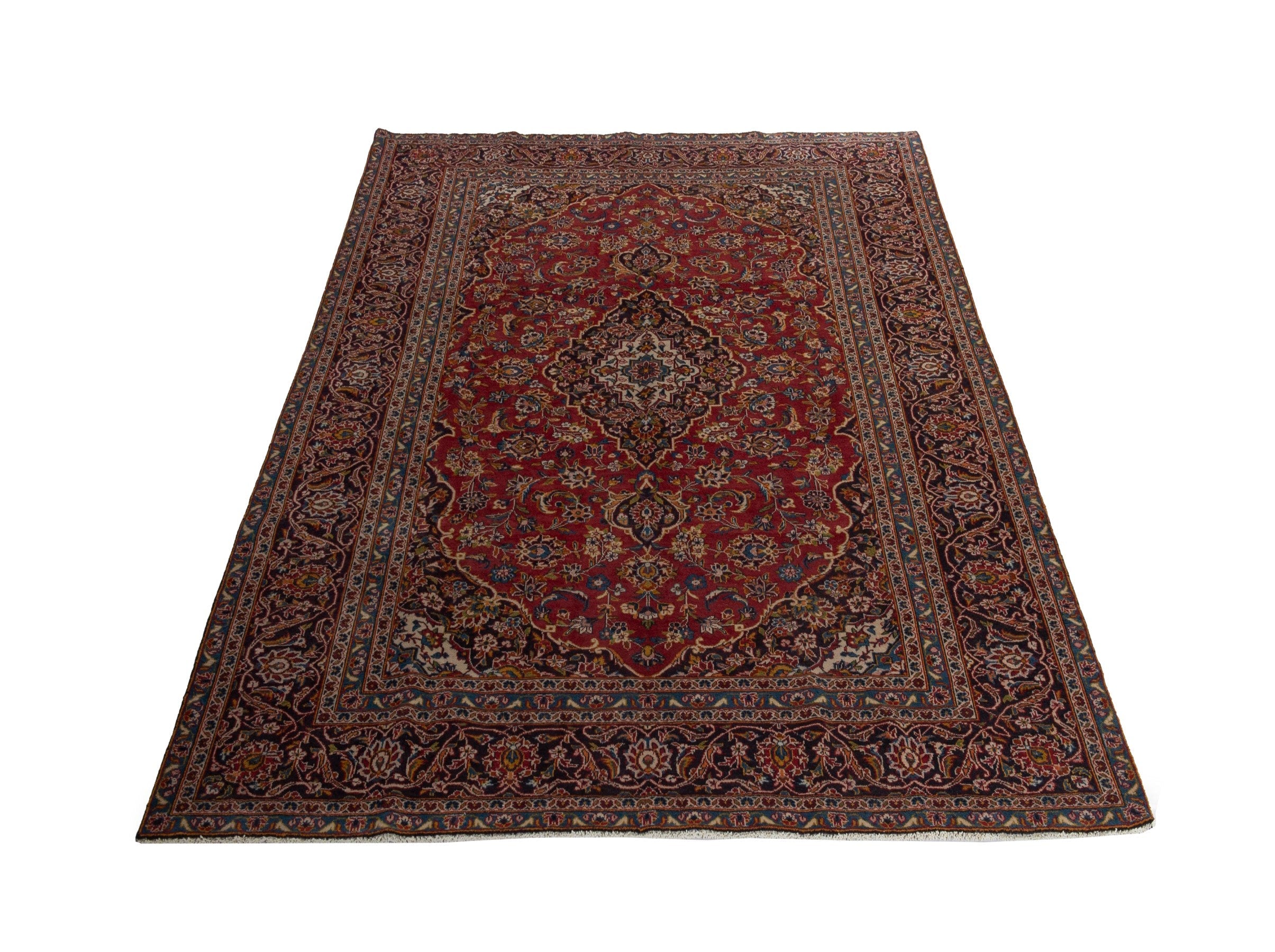 Persian Kashan oversized rug in burgundy and dark brown, view 2 of 20