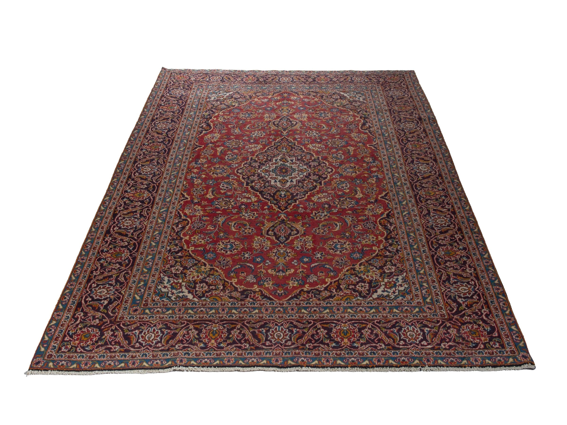 Persian Kashan oversized rug in burgundy and dark brown, view 3 of 20
