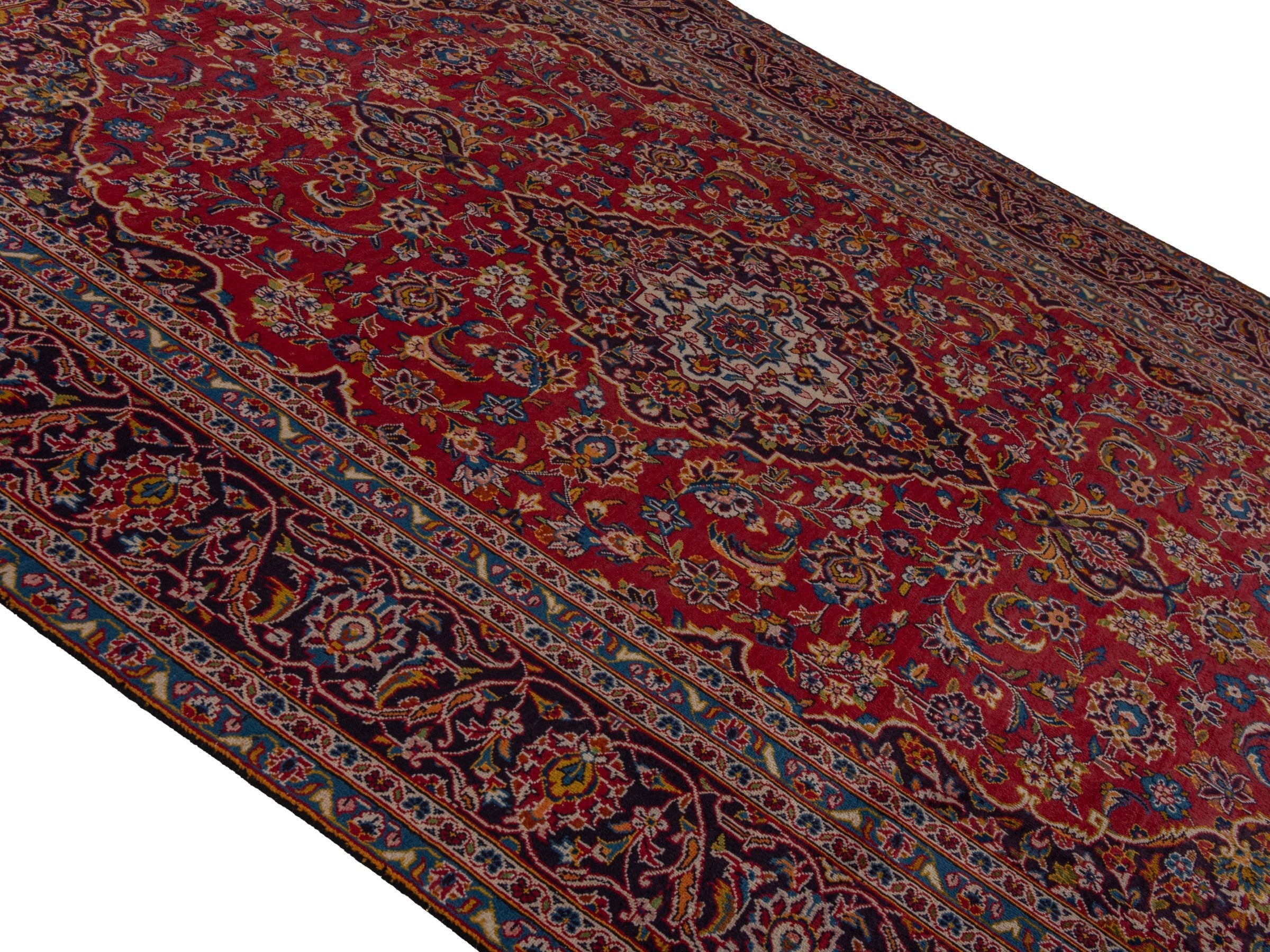 Persian Kashan oversized rug in burgundy and dark brown, view 4 of 20