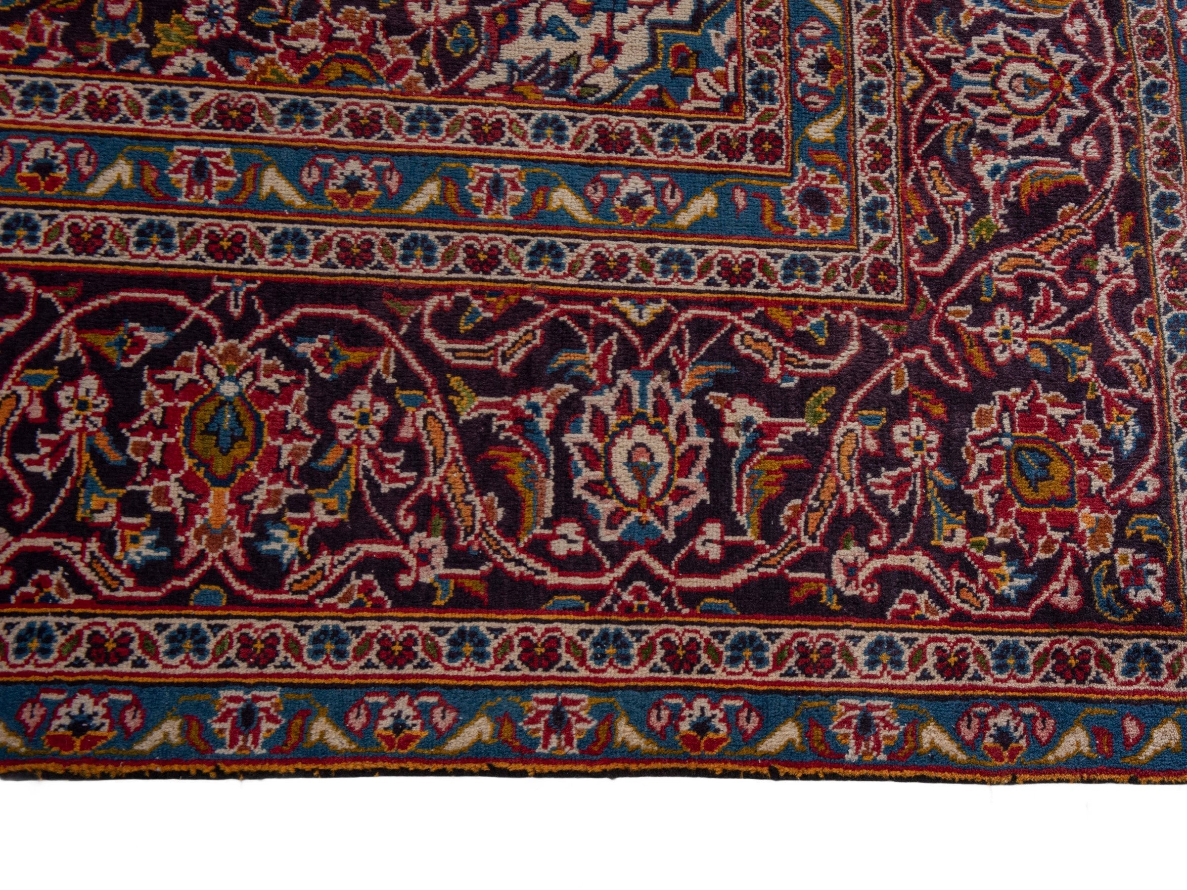 Persian Kashan oversized rug in burgundy and dark brown, view 5 of 20