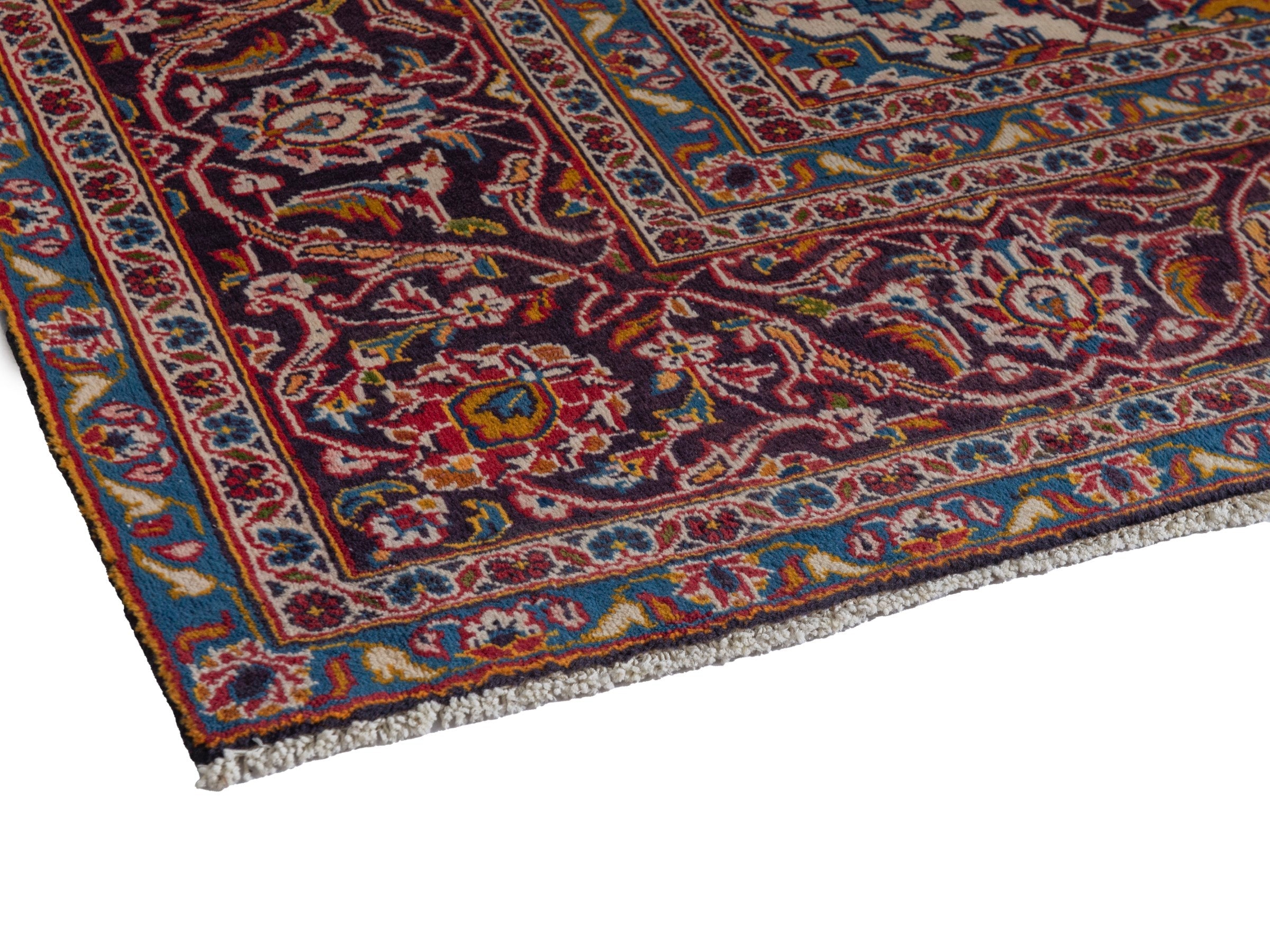 Persian Kashan oversized rug in burgundy and dark brown, view 6 of 20