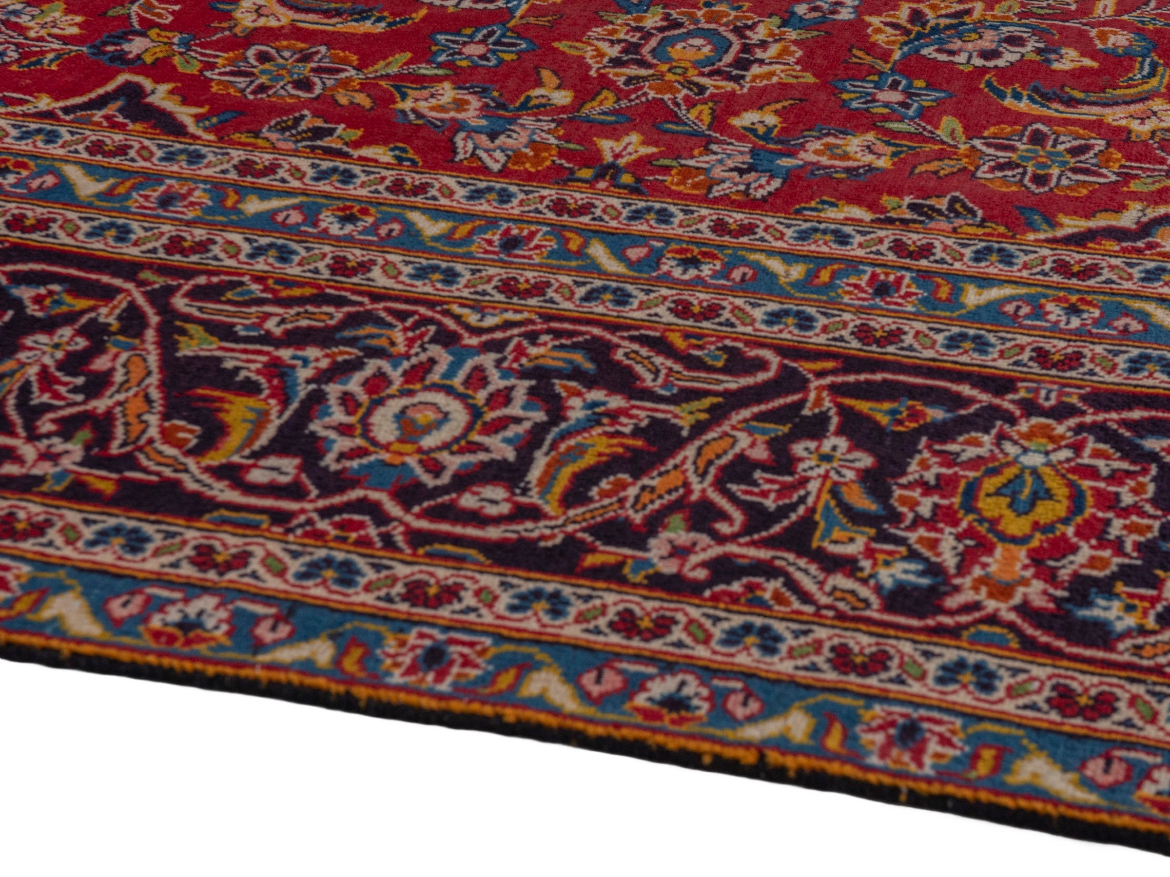 Persian Kashan oversized rug in burgundy and dark brown, view 8 of 20