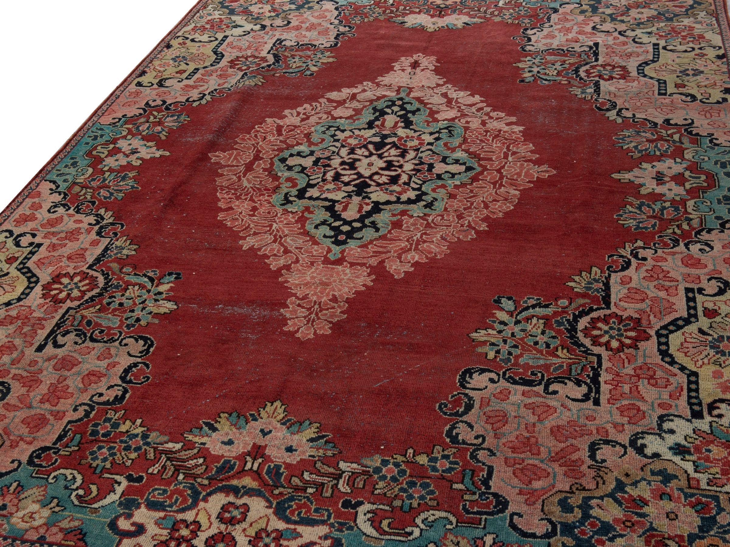 Persian Davoodabad area rug in burgundy and rose, view 10 of 20