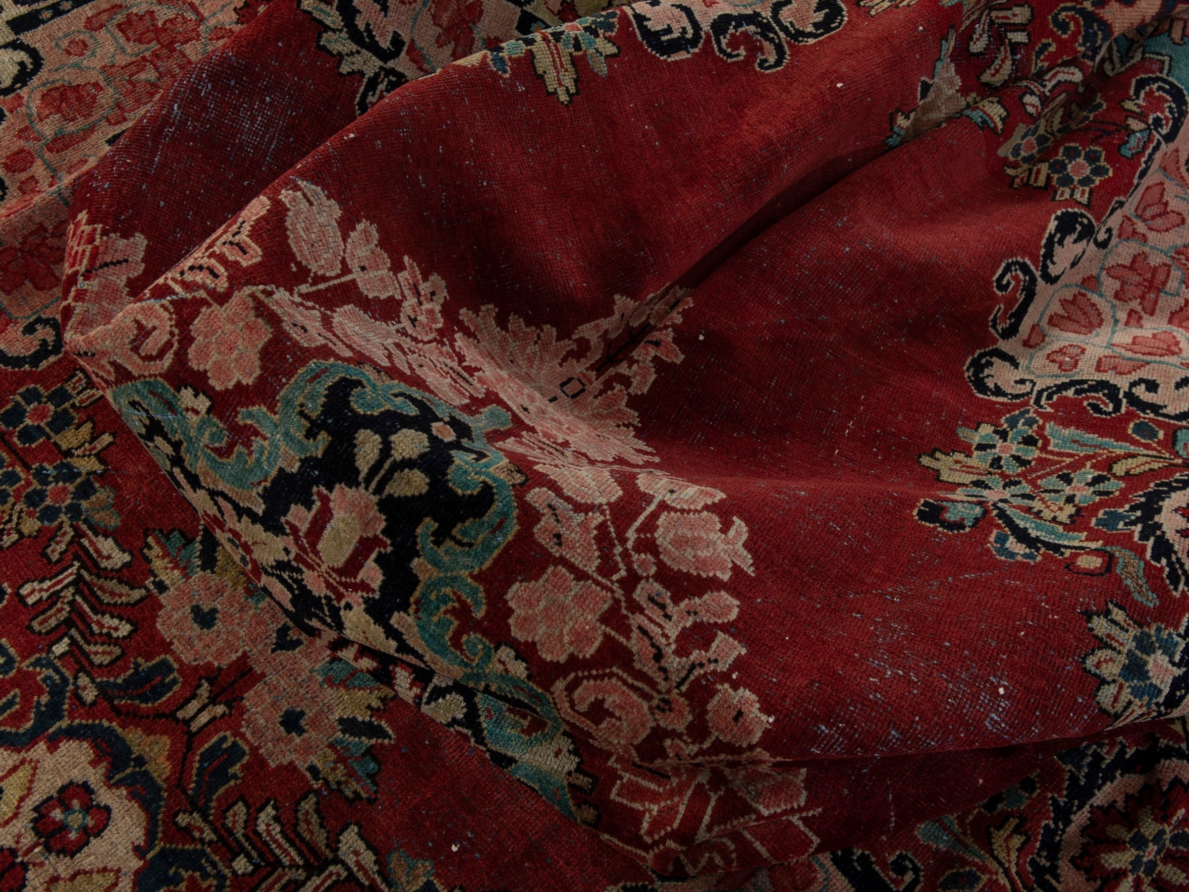 Persian Davoodabad area rug in burgundy and rose, view 16 of 20