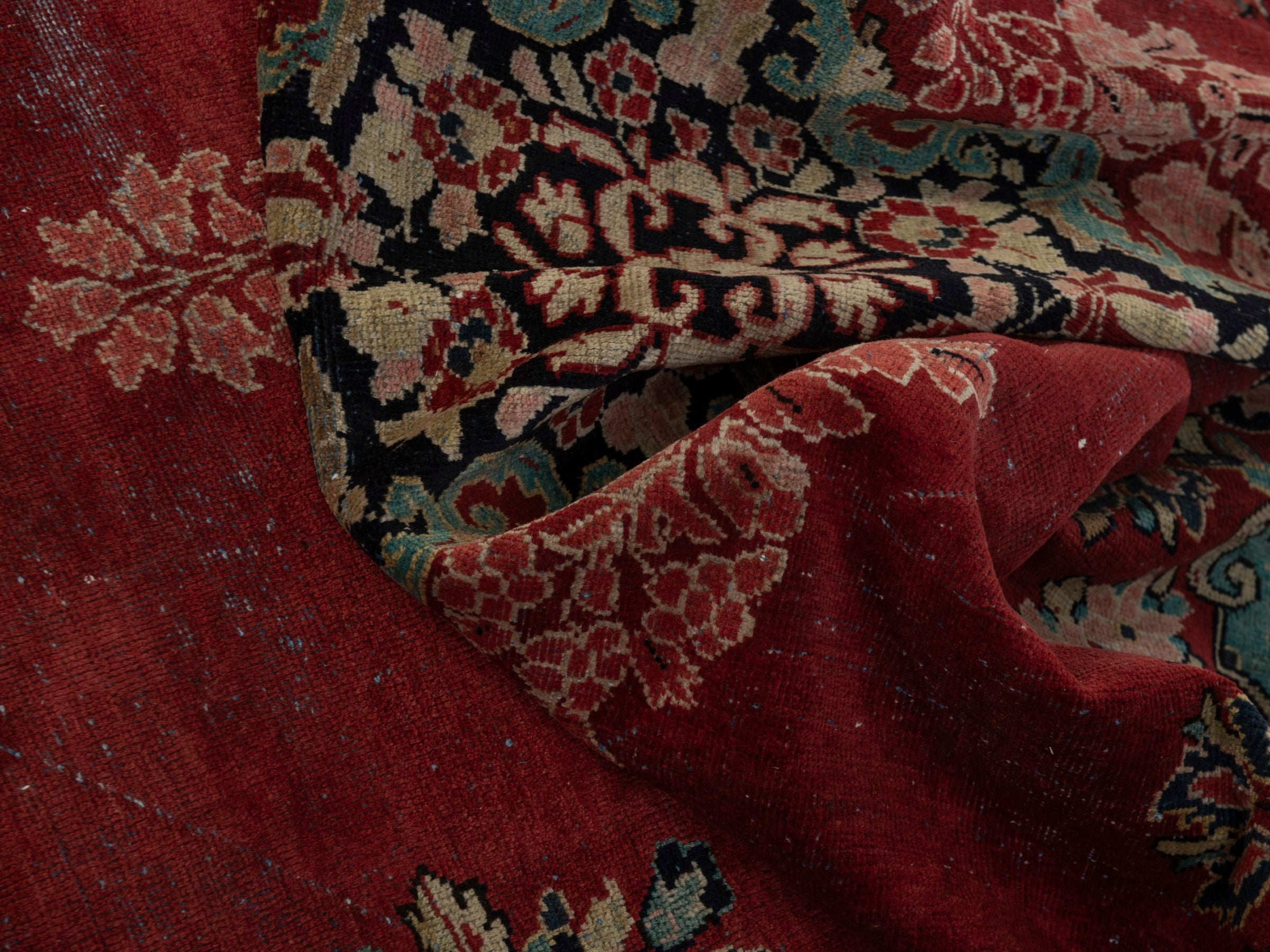 Persian Davoodabad area rug in burgundy and rose, view 18 of 20