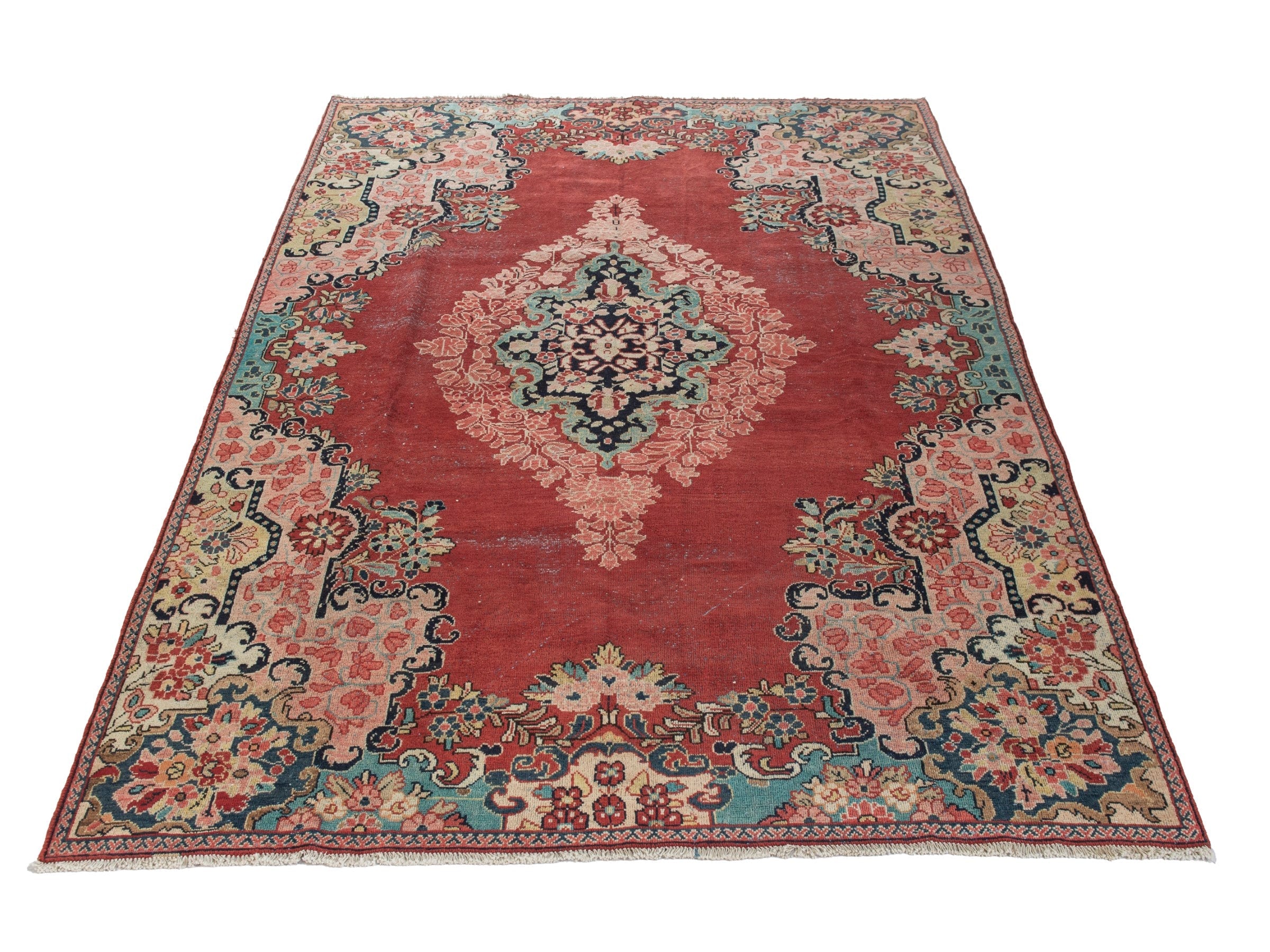Persian Davoodabad area rug in burgundy and rose, view 3 of 20