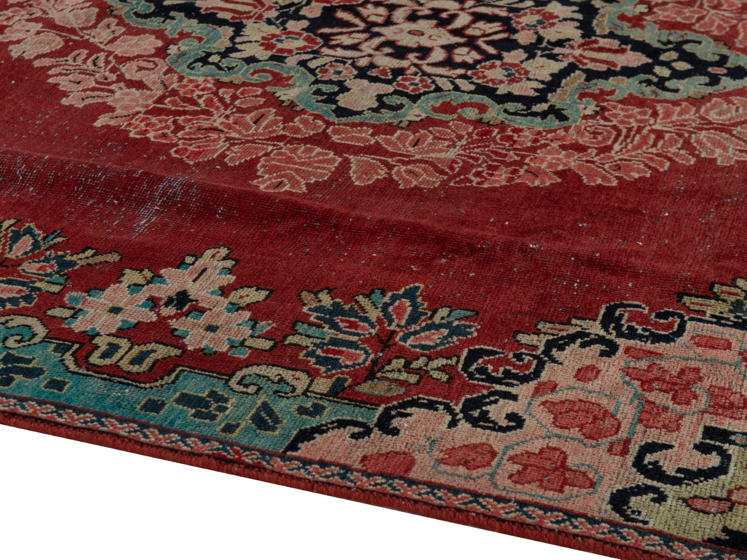 Persian Davoodabad area rug in burgundy and rose, view 8 of 20
