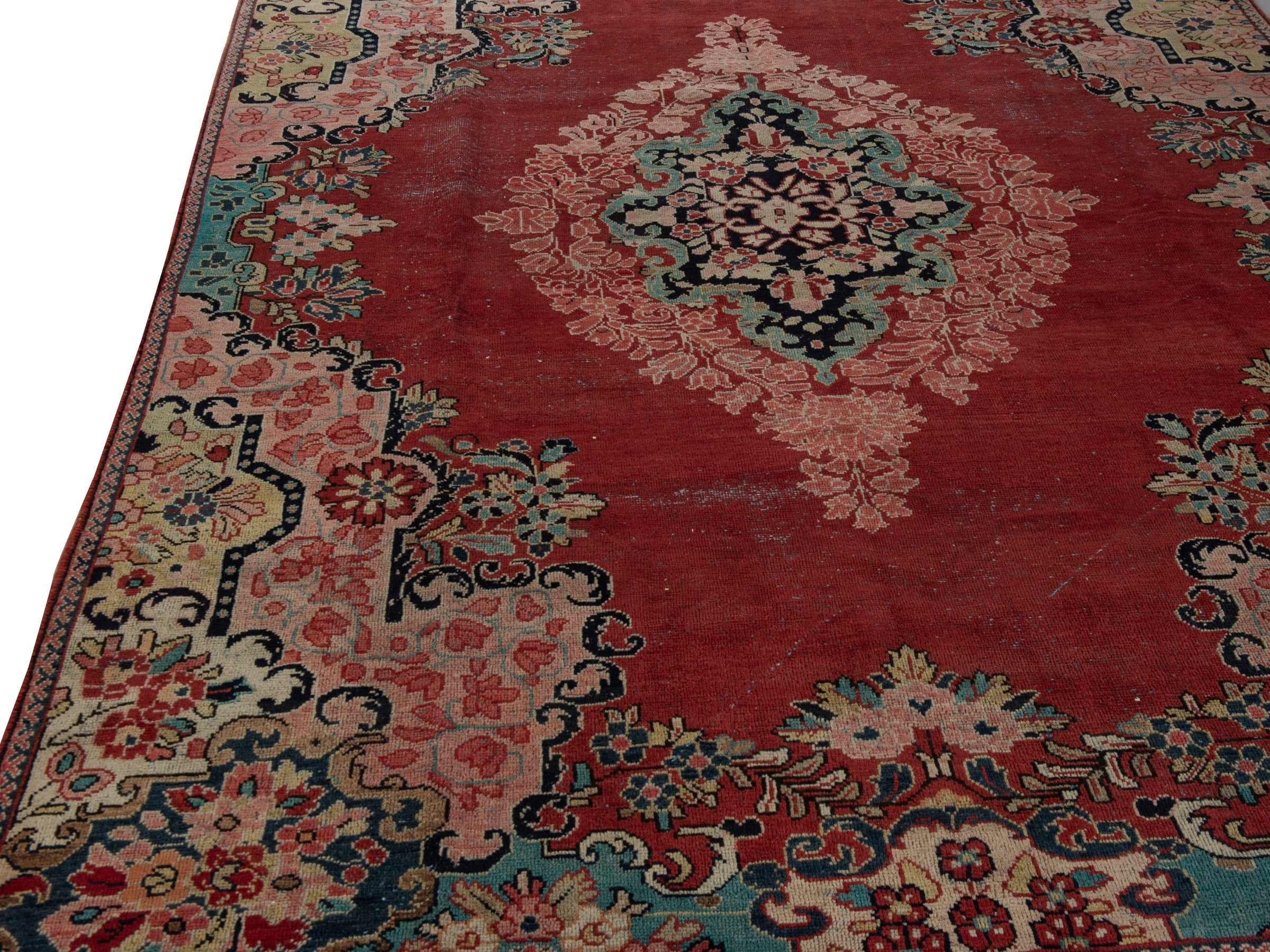 Persian Davoodabad area rug in burgundy and rose, view 9 of 20