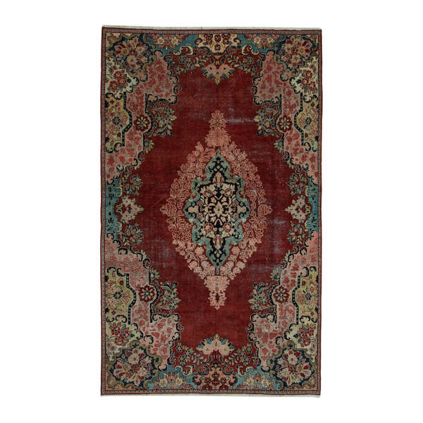 Persian Davoodabad area rug in burgundy and rose, 6'7" x 10'