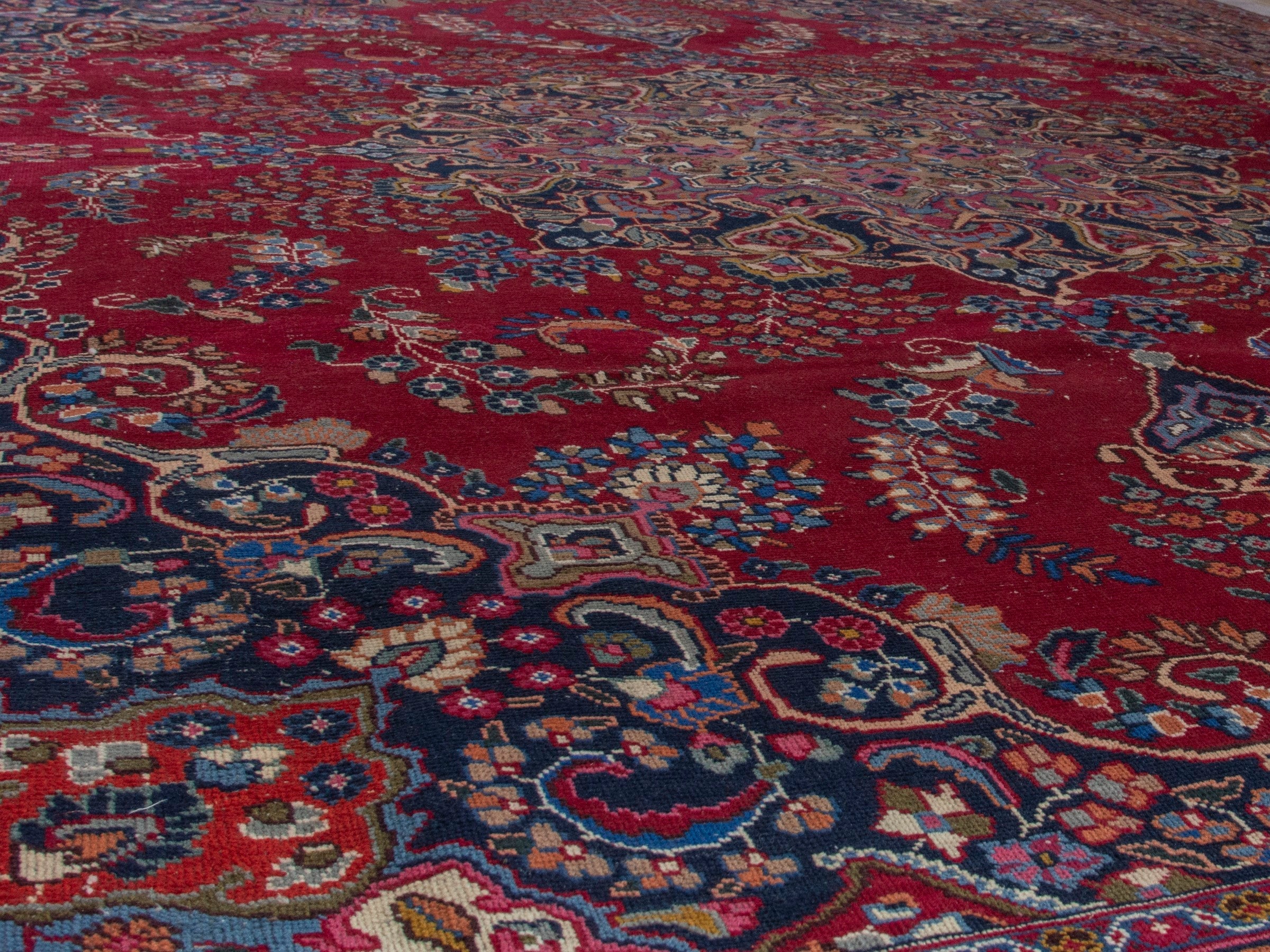 Persian Sabzevar oversized rug in burgundy and dark brown, view 10 of 21