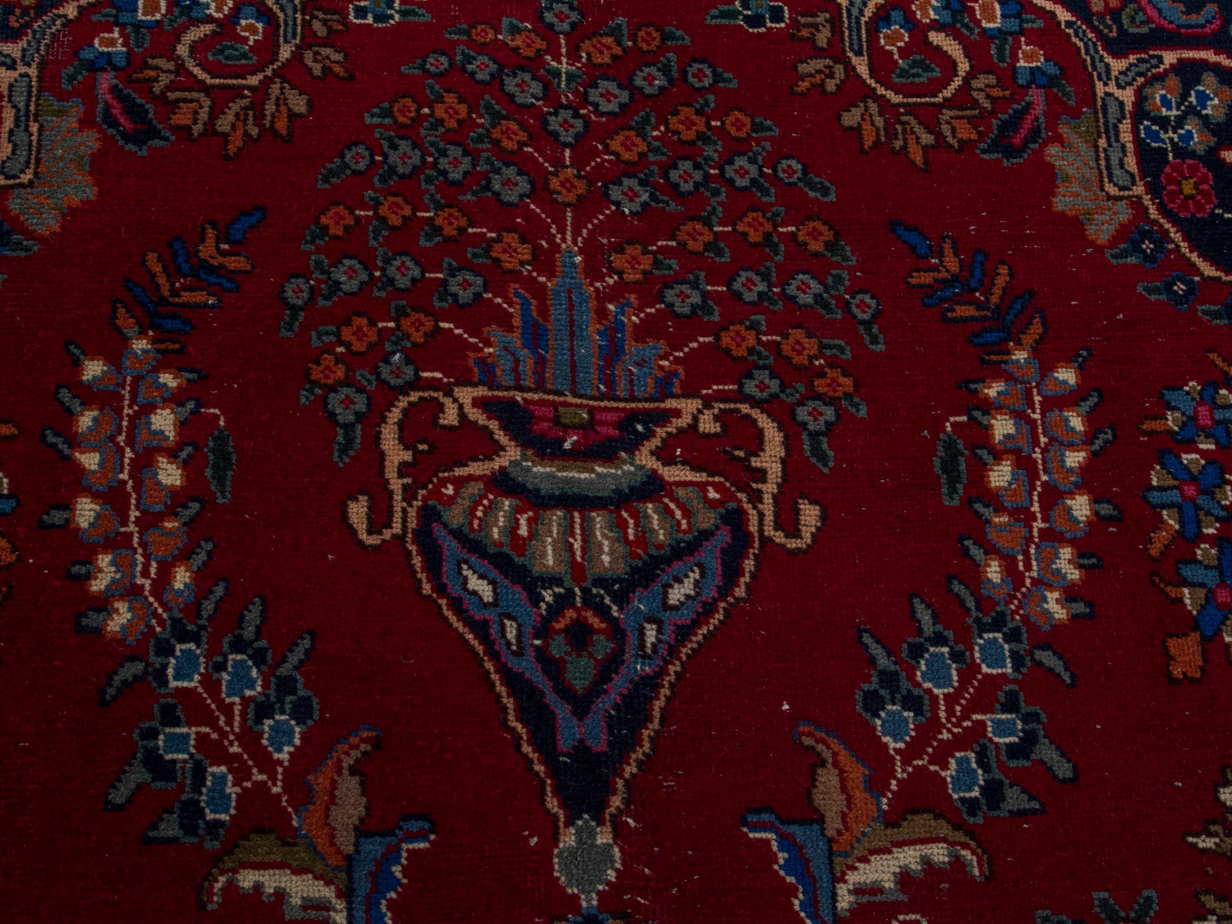 Persian Sabzevar oversized rug in burgundy and dark brown, view 12 of 21