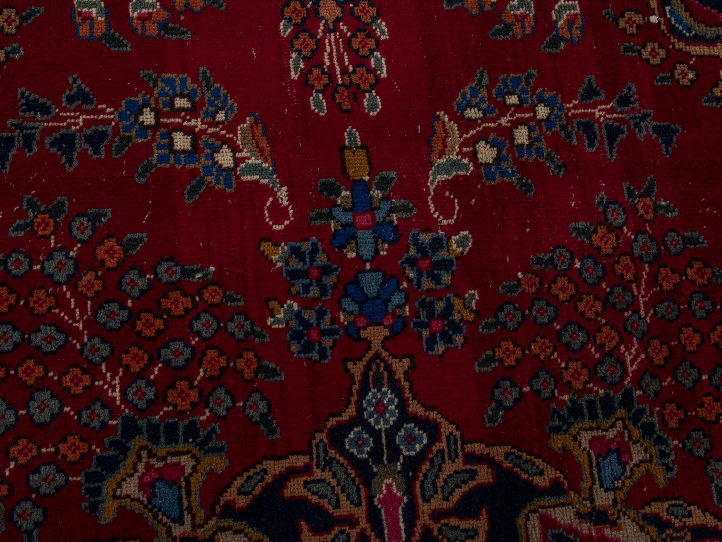 Persian Sabzevar oversized rug in burgundy and dark brown, view 13 of 21