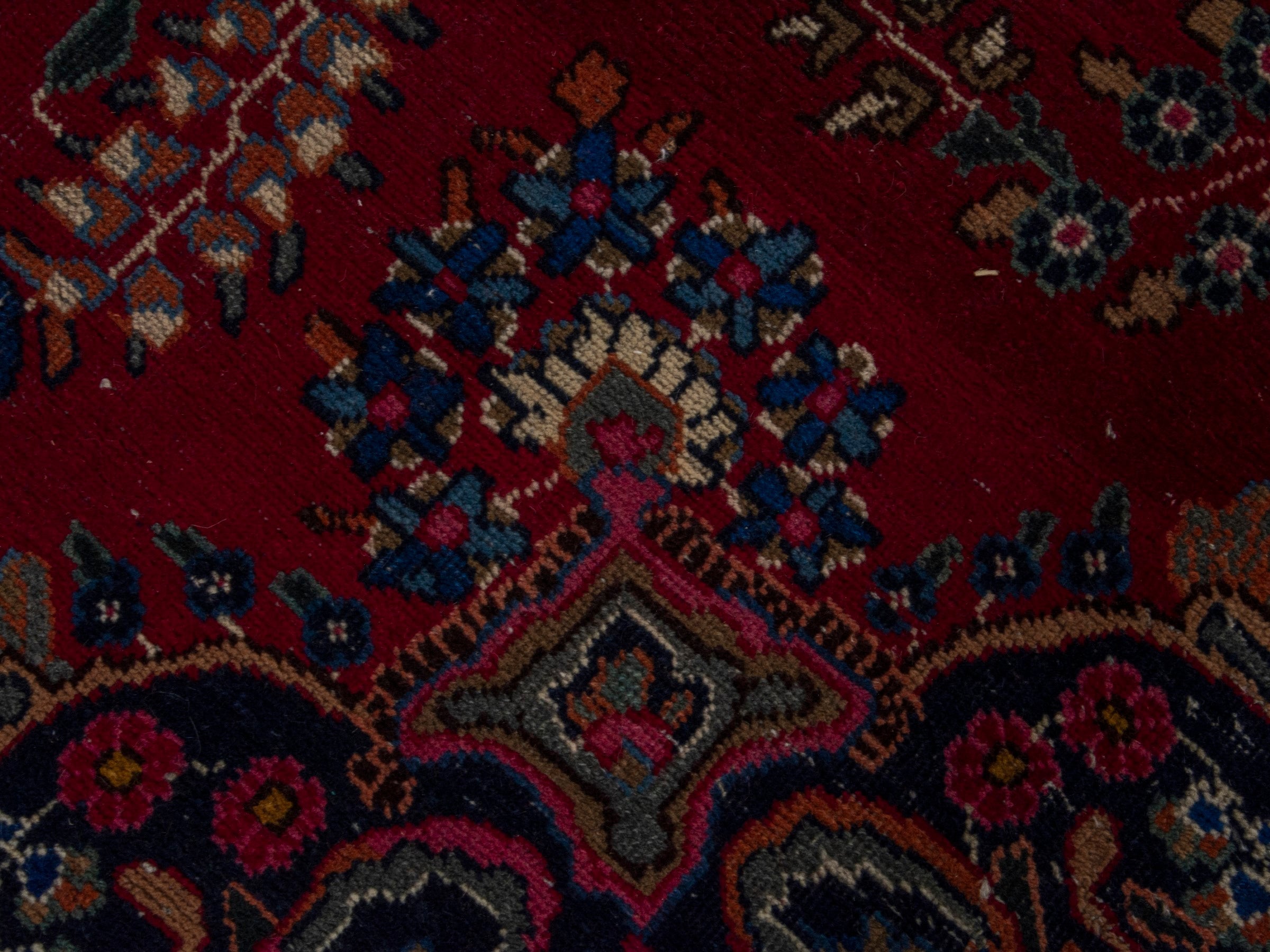 Persian Sabzevar oversized rug in burgundy and dark brown, view 16 of 21