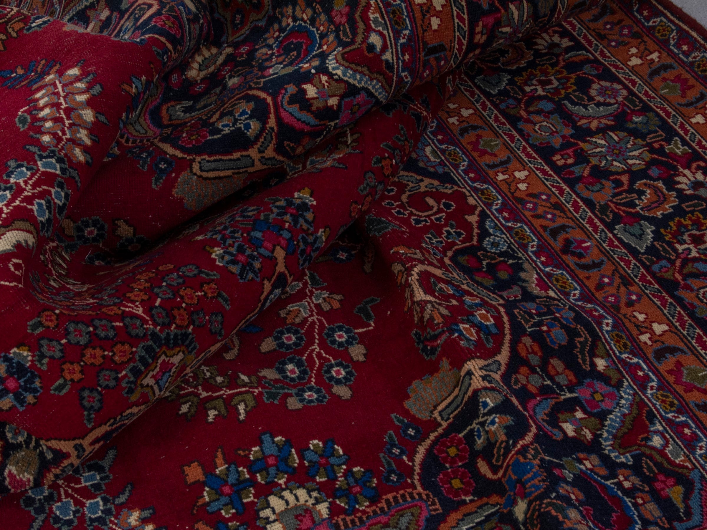 Persian Sabzevar oversized rug in burgundy and dark brown, view 17 of 21