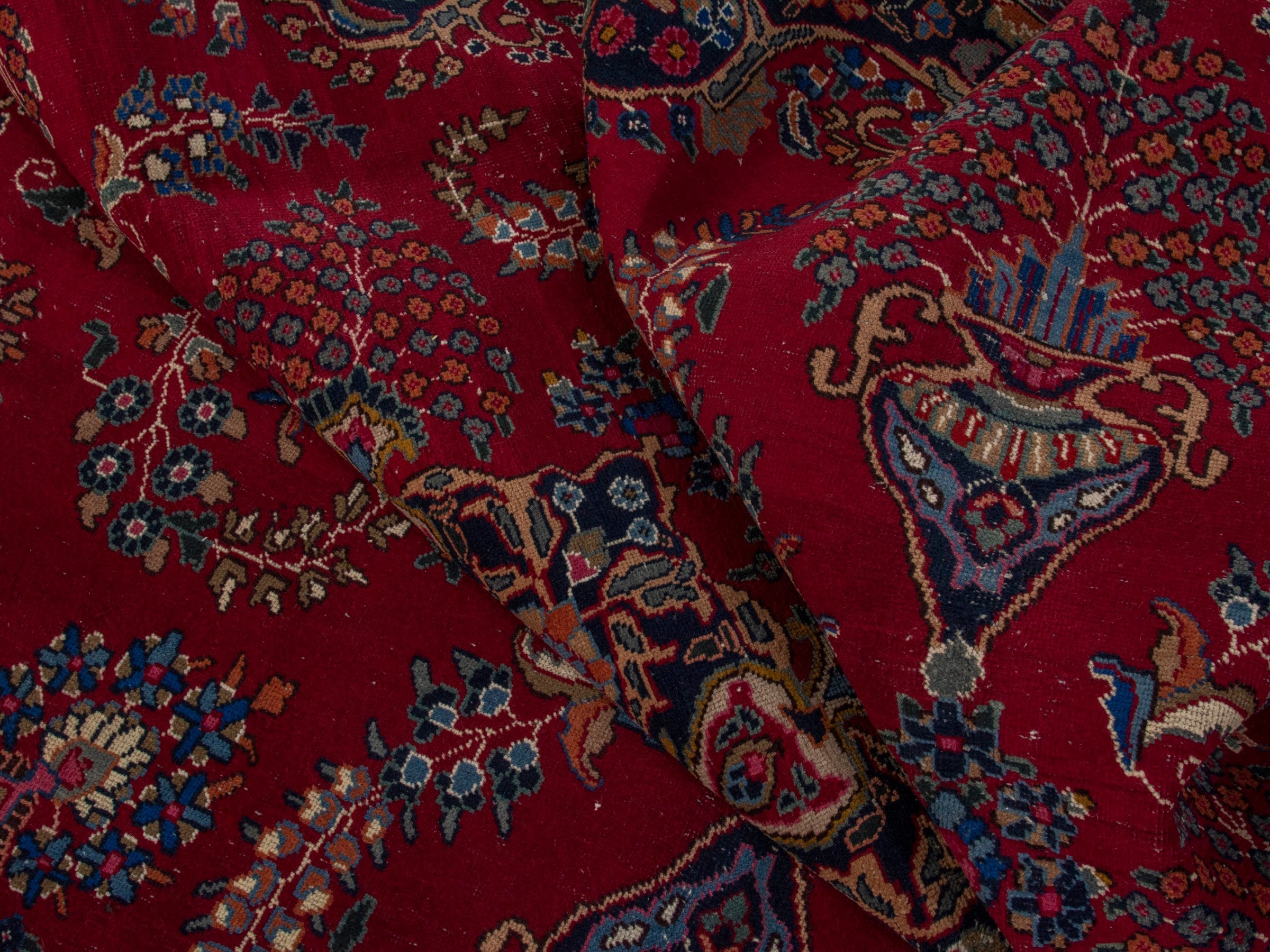 Persian Sabzevar oversized rug in burgundy and dark brown, view 18 of 21