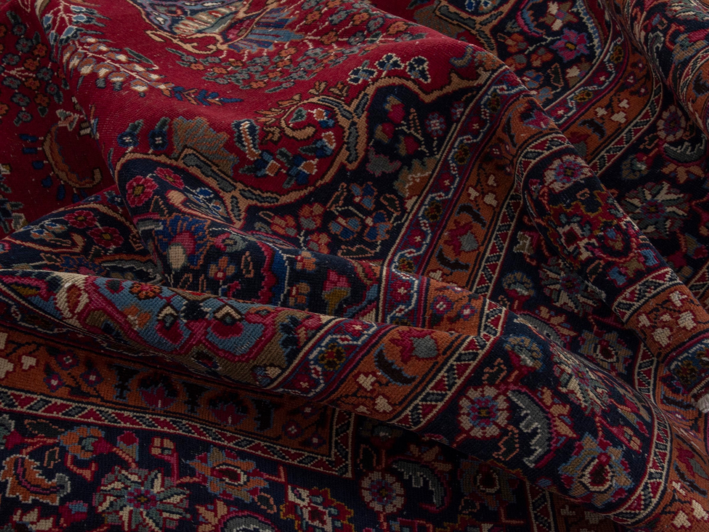 Persian Sabzevar oversized rug in burgundy and dark brown, view 19 of 21