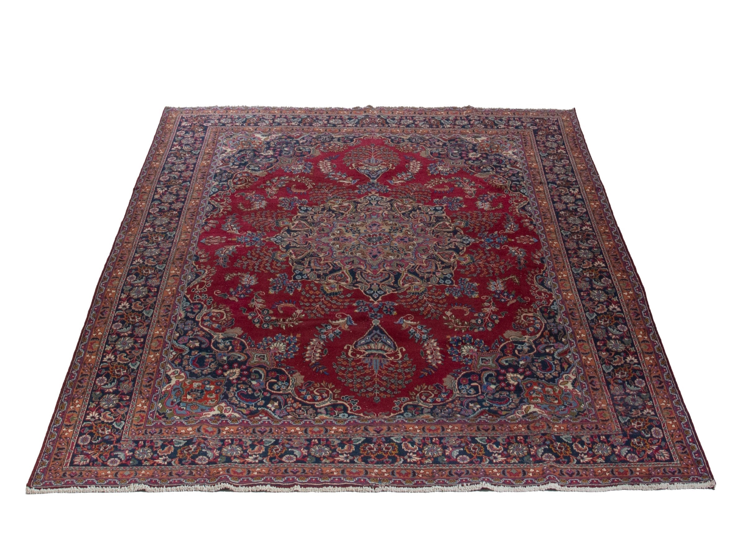 Persian Sabzevar oversized rug in burgundy and dark brown, view 3 of 21
