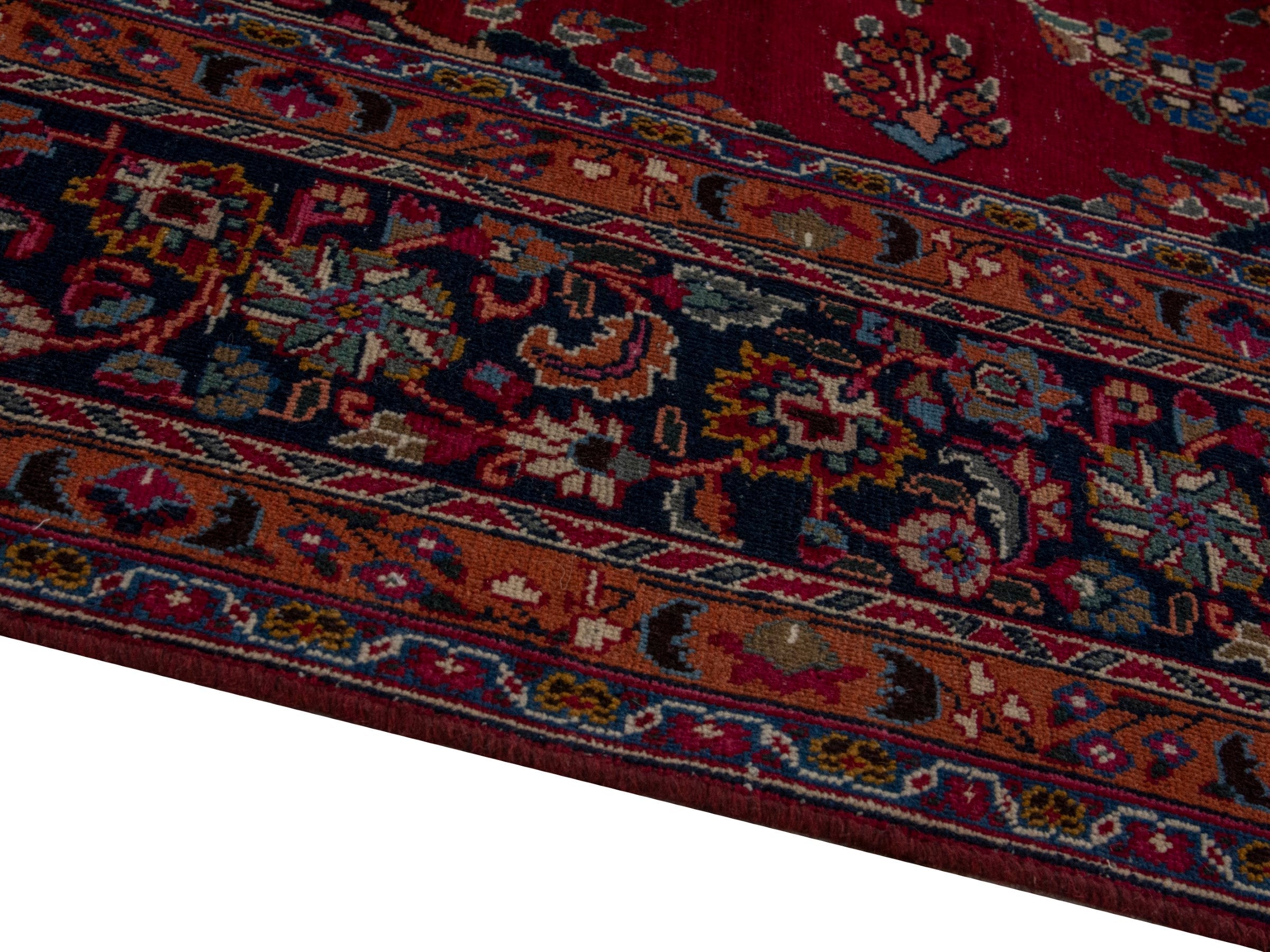 Persian Sabzevar oversized rug in burgundy and dark brown, view 8 of 21