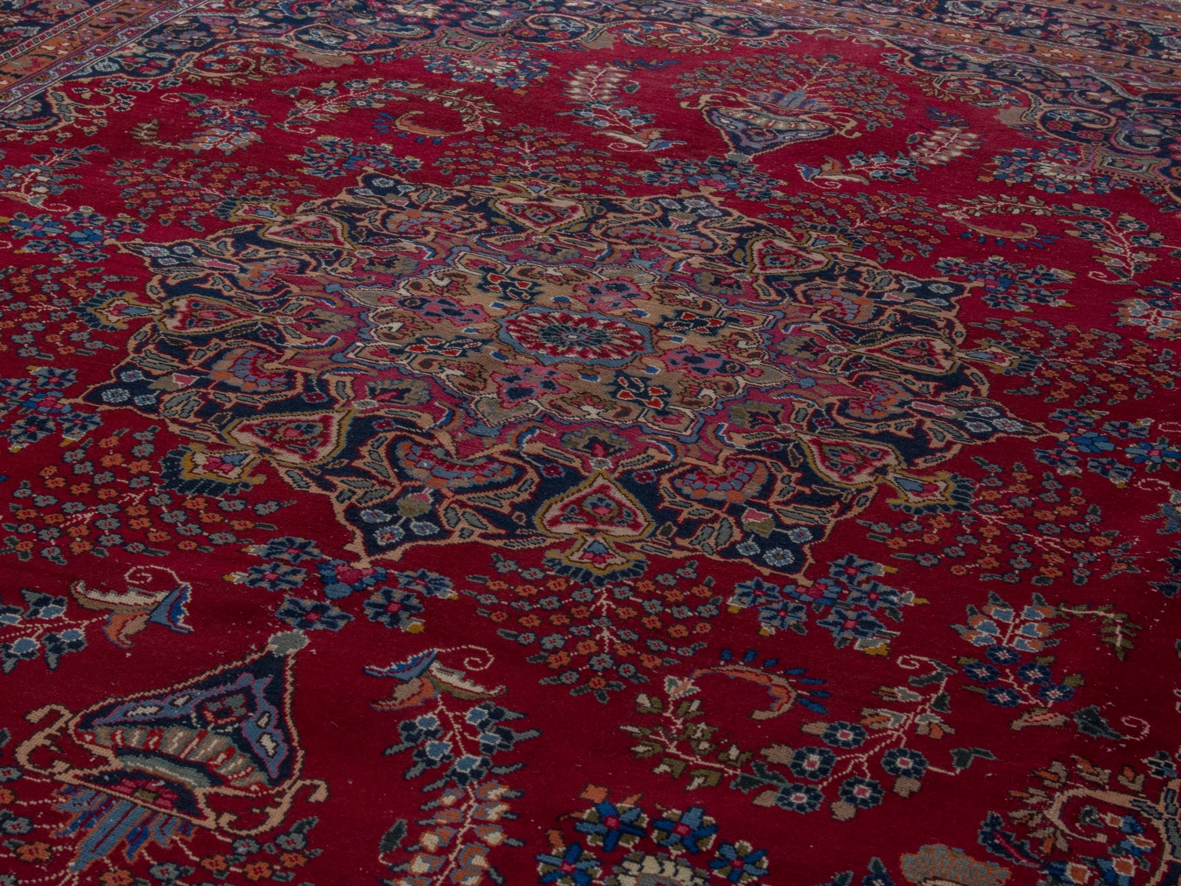 Persian Sabzevar oversized rug in burgundy and dark brown, view 9 of 21