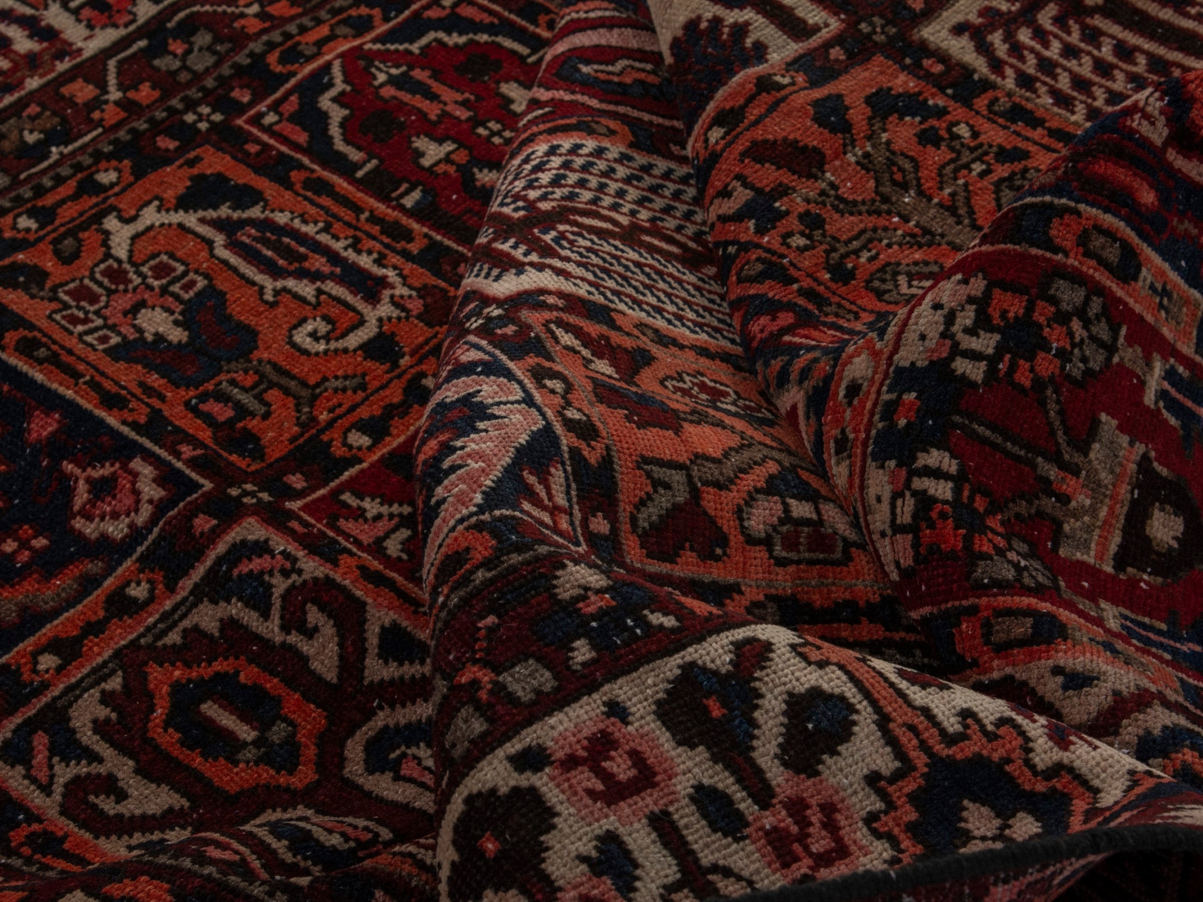 Persian Bakhtiari oversized rug in burgundy and cream, view 18 of 22