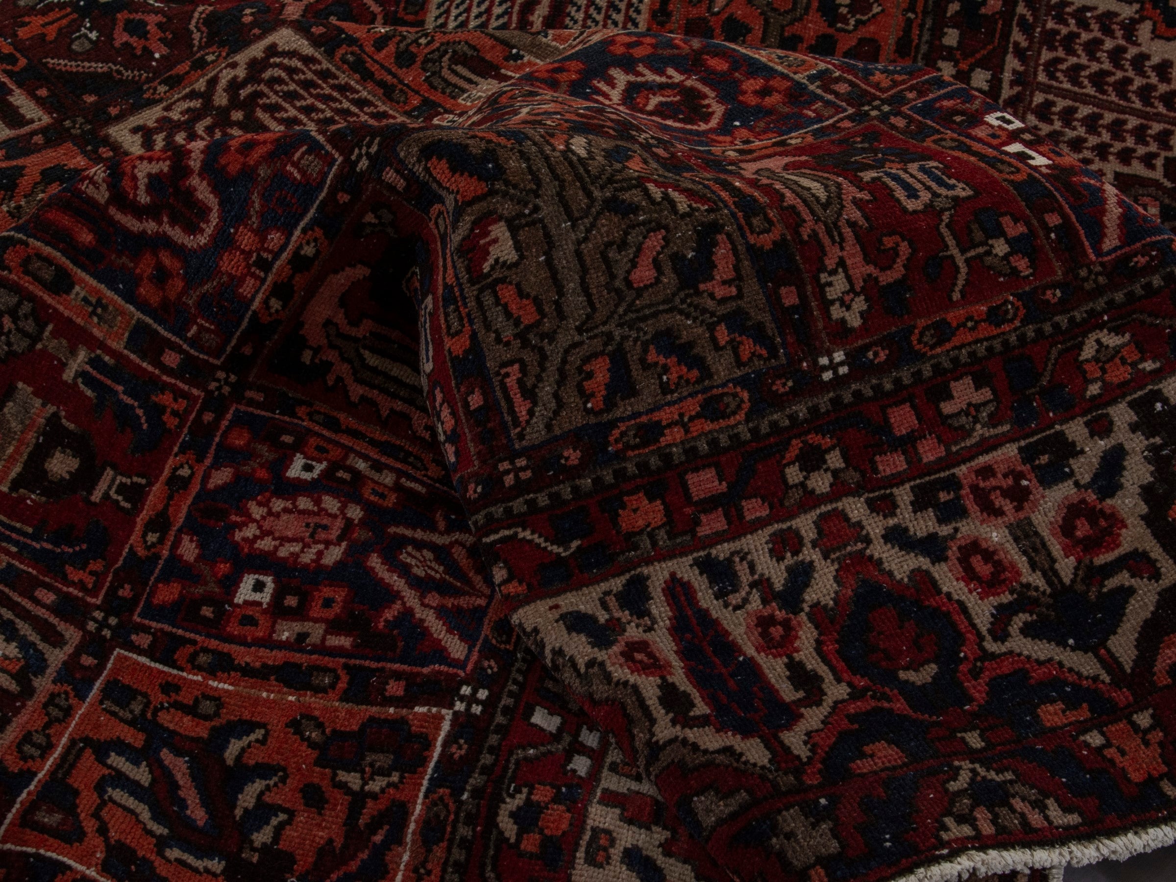 Persian Bakhtiari oversized rug in burgundy and cream, view 19 of 22