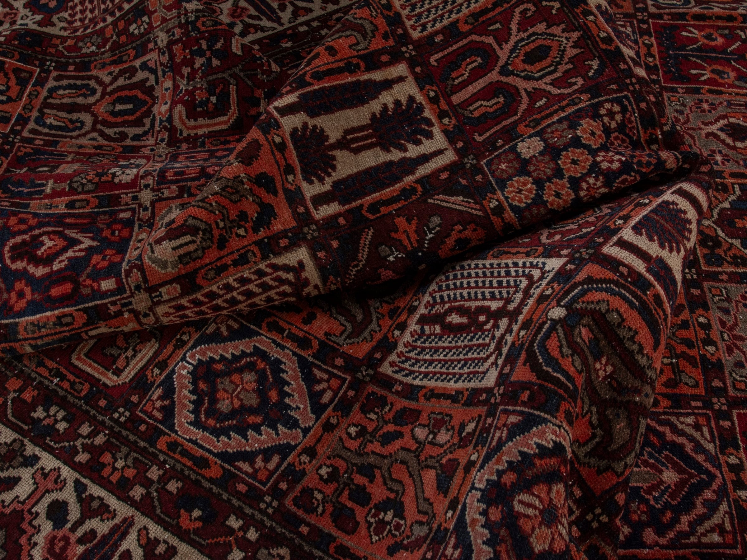 Persian Bakhtiari oversized rug in burgundy and cream, view 21 of 22