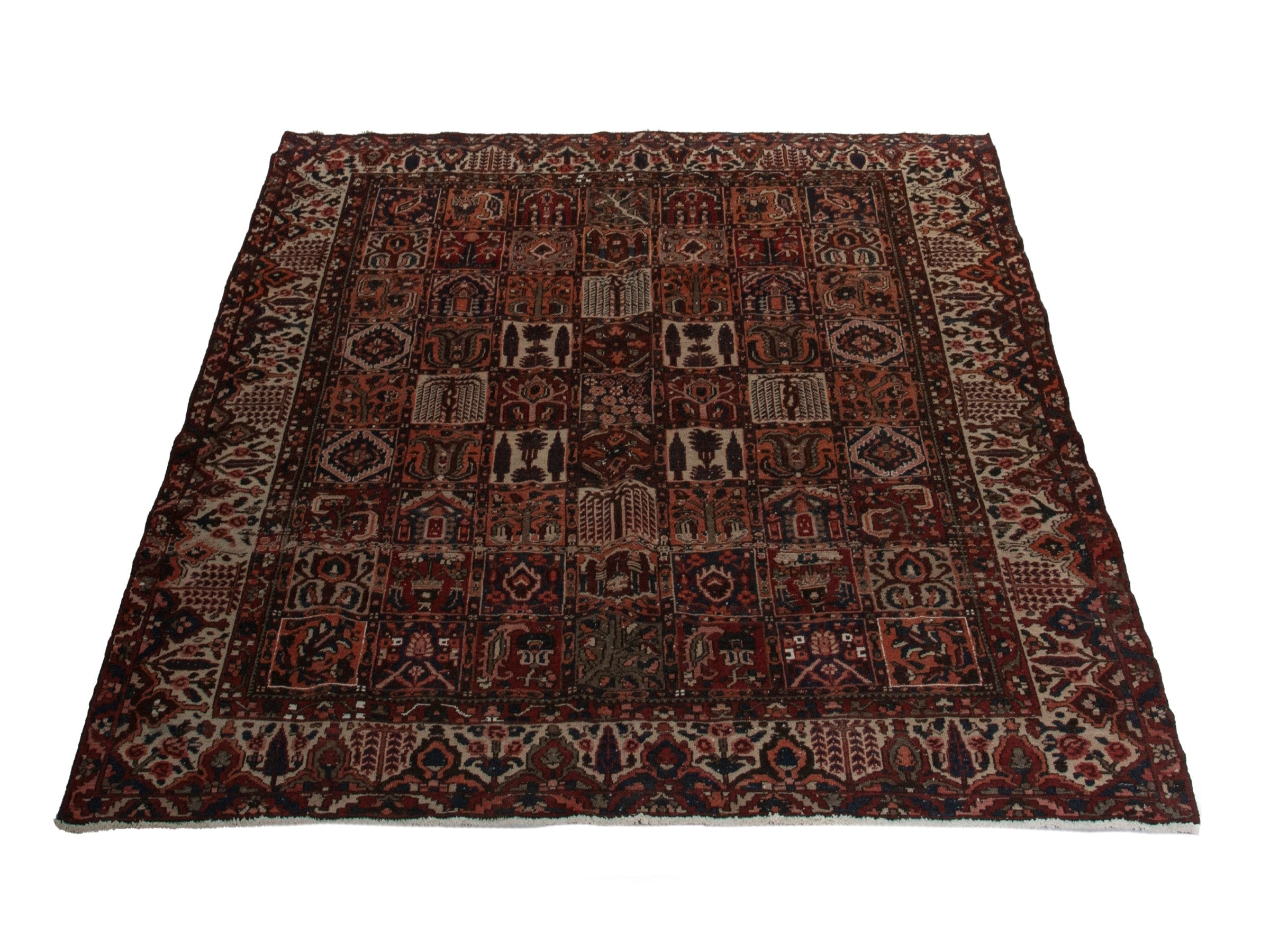 Persian Bakhtiari oversized rug in burgundy and cream, view 2 of 22