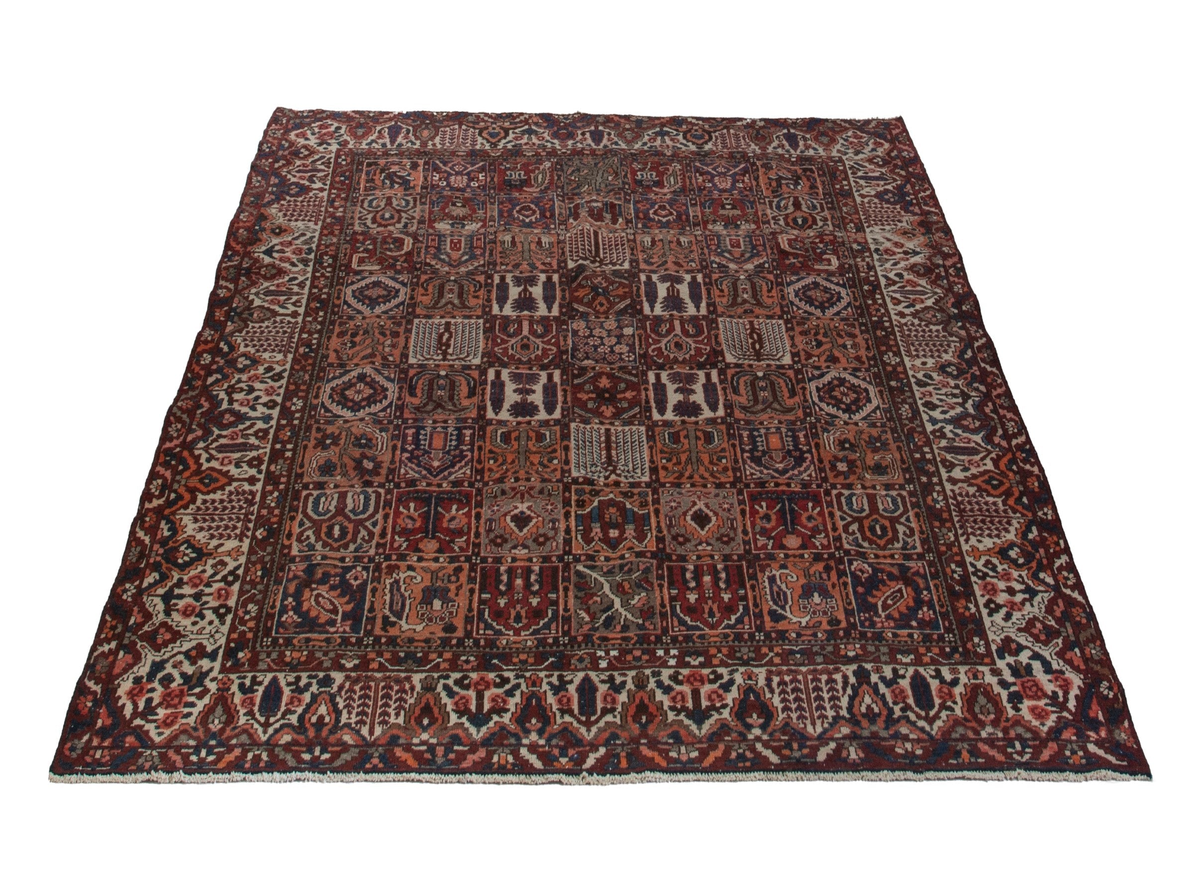 Persian Bakhtiari oversized rug in burgundy and cream, view 3 of 22