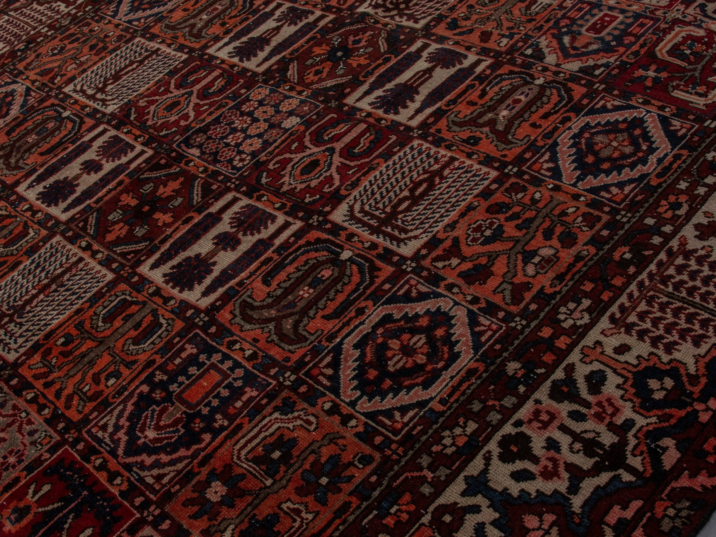 Persian Bakhtiari oversized rug in burgundy and cream, view 4 of 22