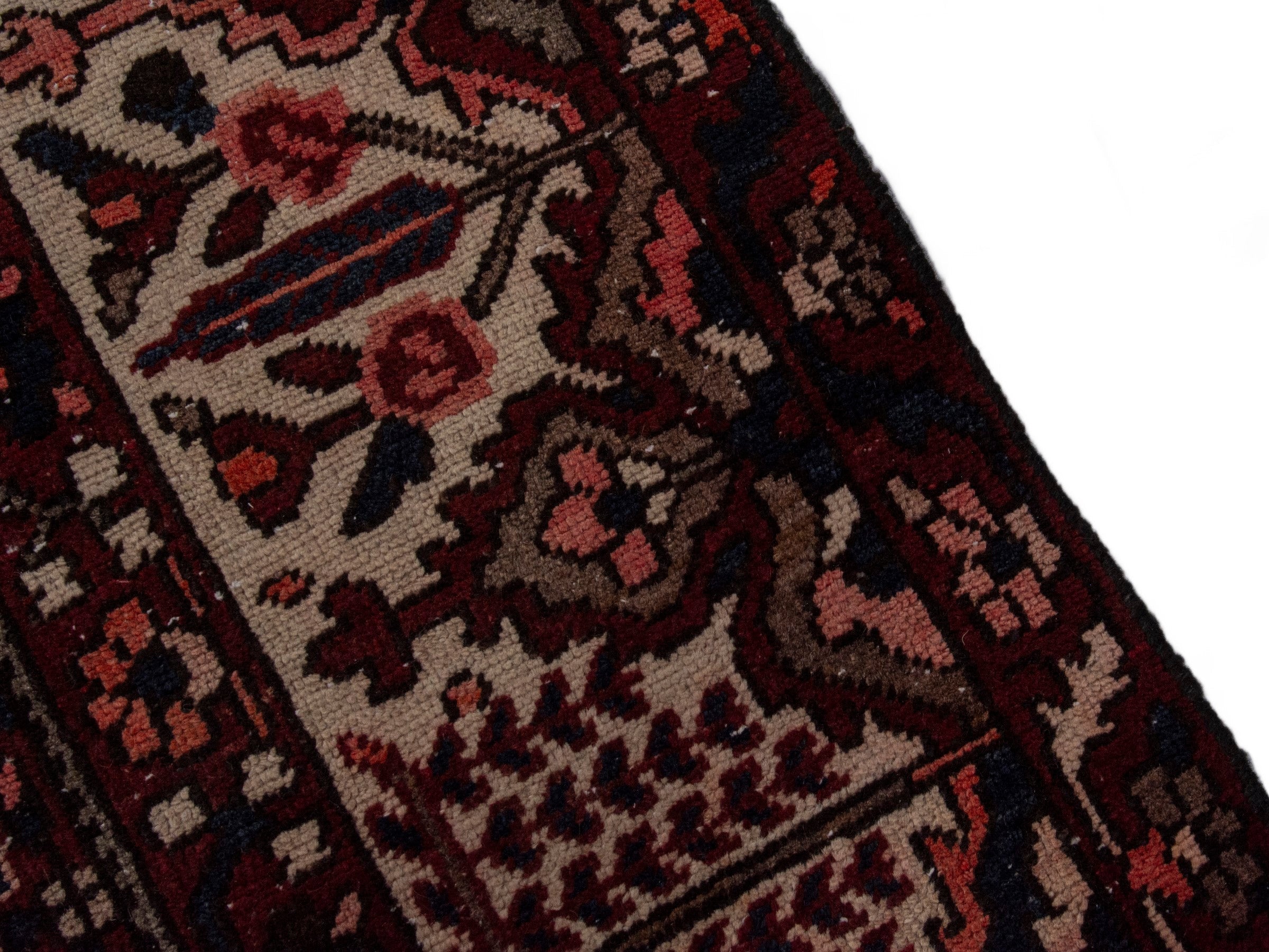 Persian Bakhtiari oversized rug in burgundy and cream, view 7 of 22