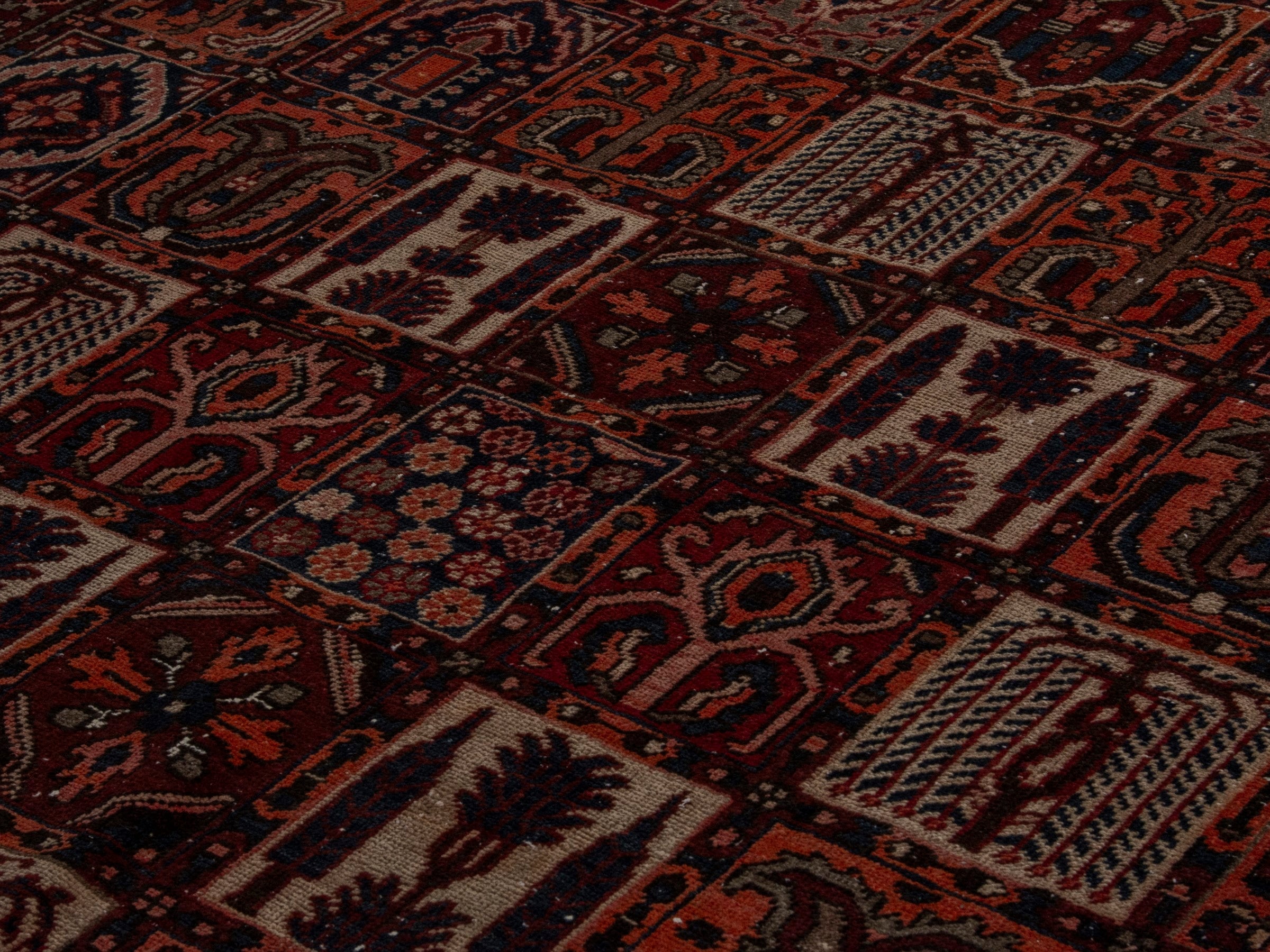 Persian Bakhtiari oversized rug in burgundy and cream, view 9 of 22
