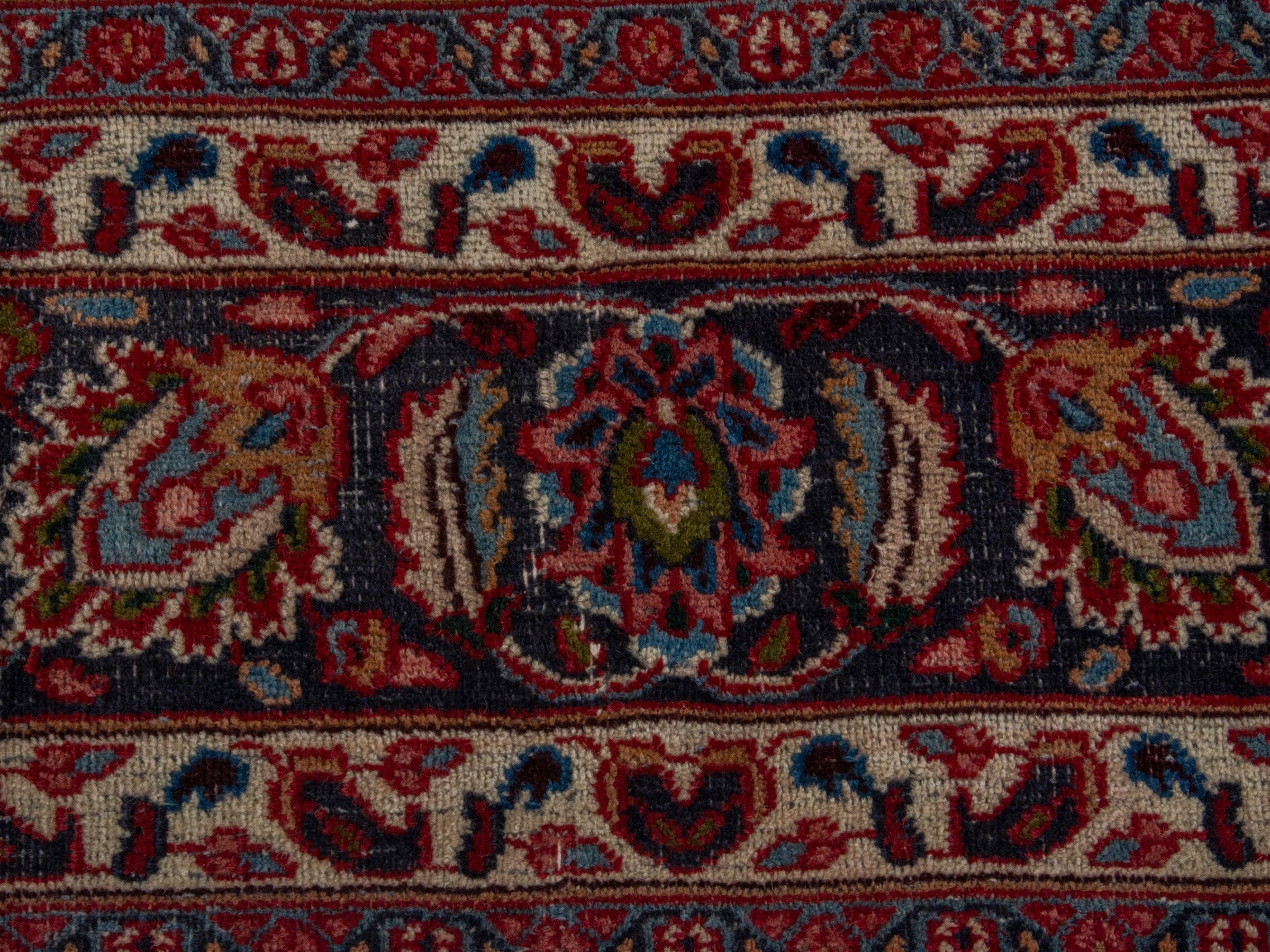 Persian Mashhad area rug in burgundy and dark brown, view 11 of 20