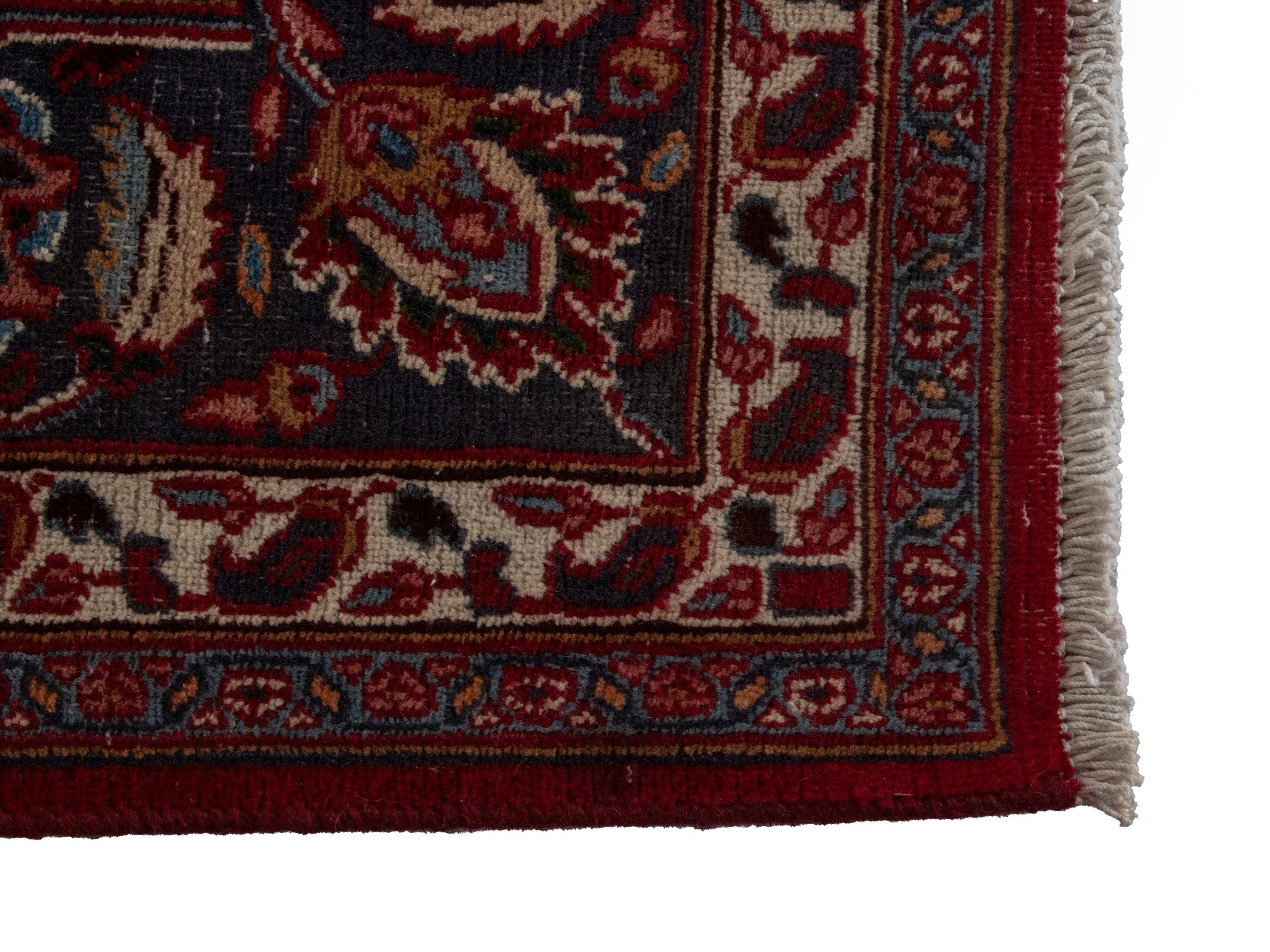 Persian Mashhad area rug in burgundy and dark brown, view 5 of 20