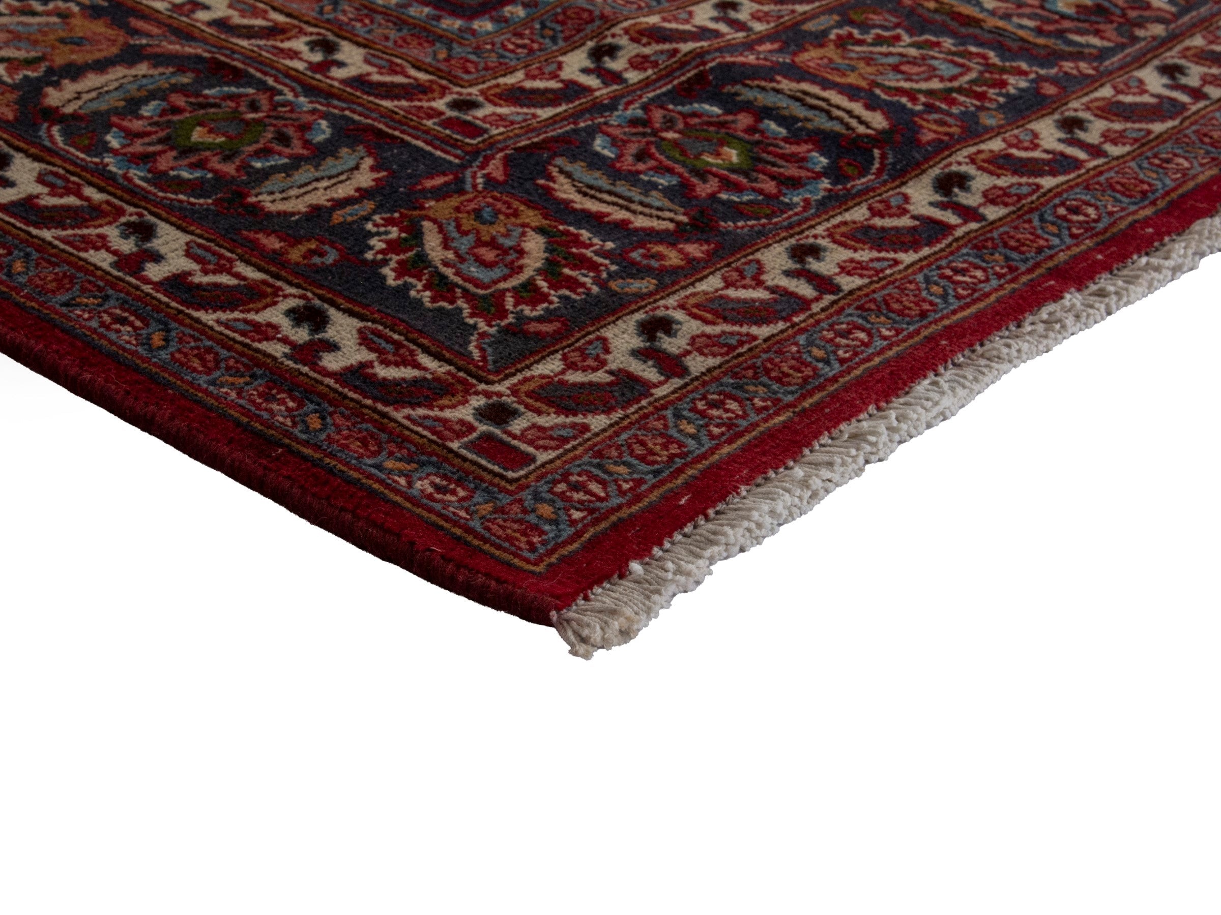 Persian Mashhad area rug in burgundy and dark brown, view 6 of 20