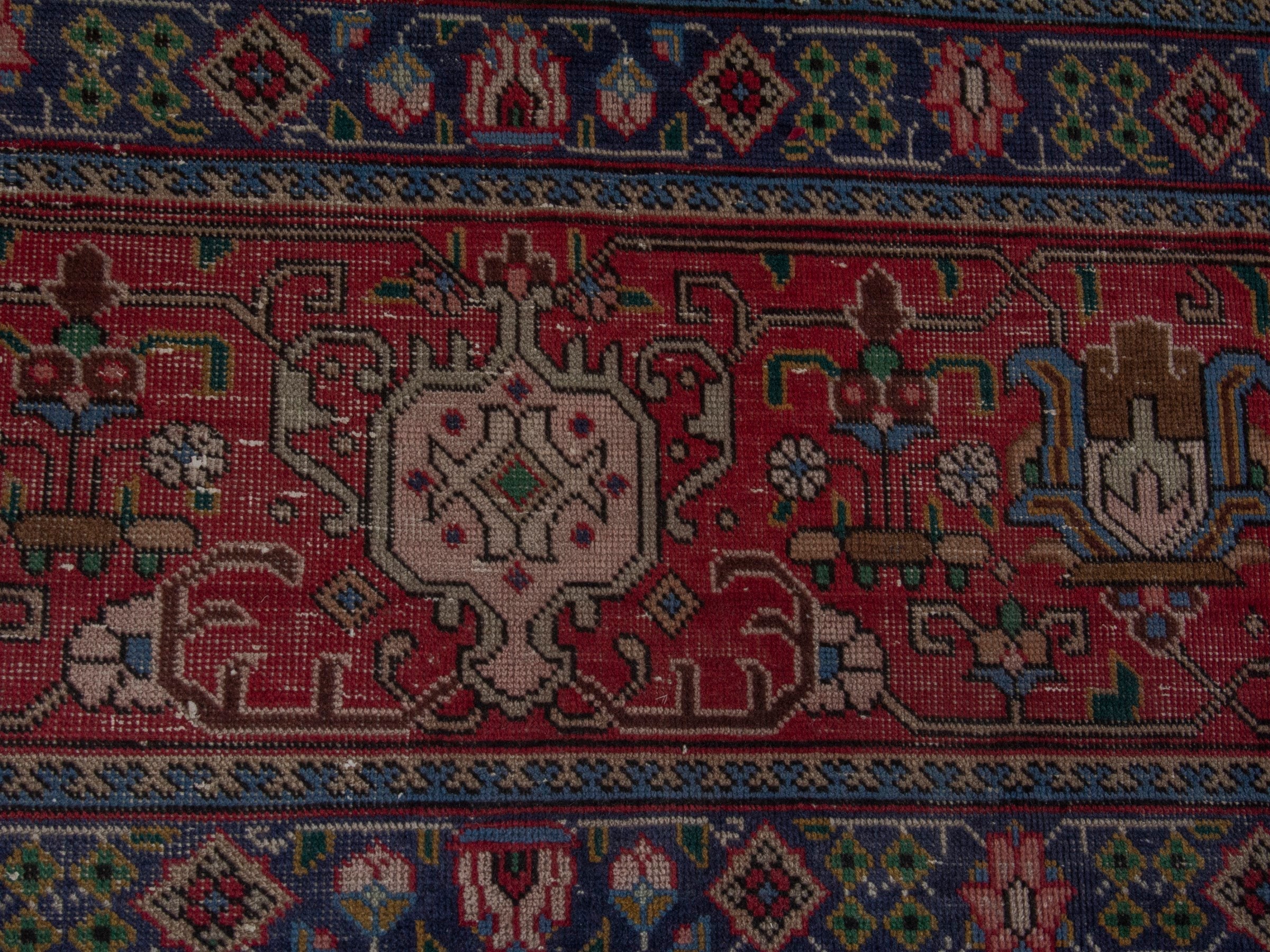 Persian Tabriz oversized rug in teal and burgundy, view 11 of 22