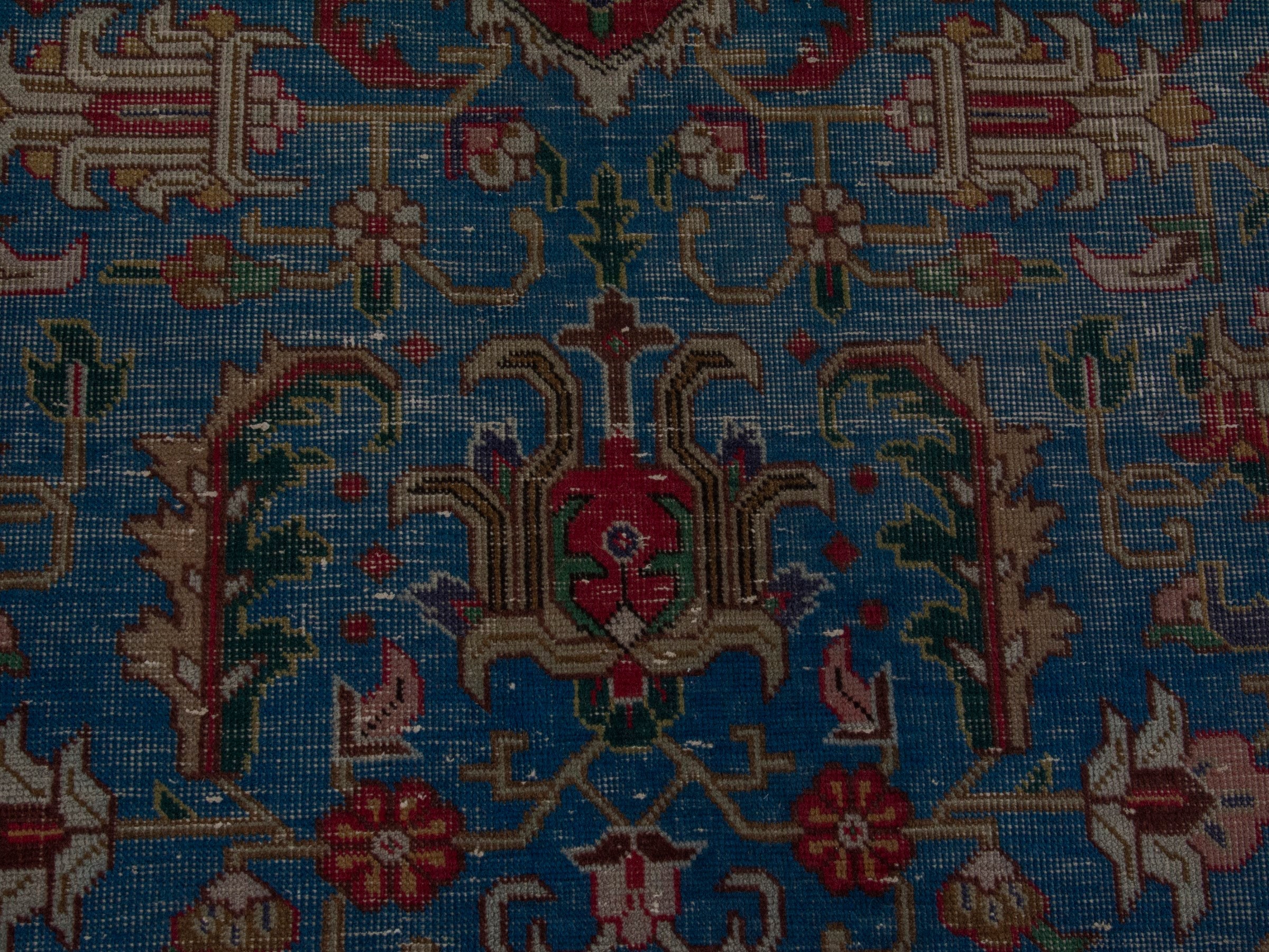 Persian Tabriz oversized rug in teal and burgundy, view 12 of 22