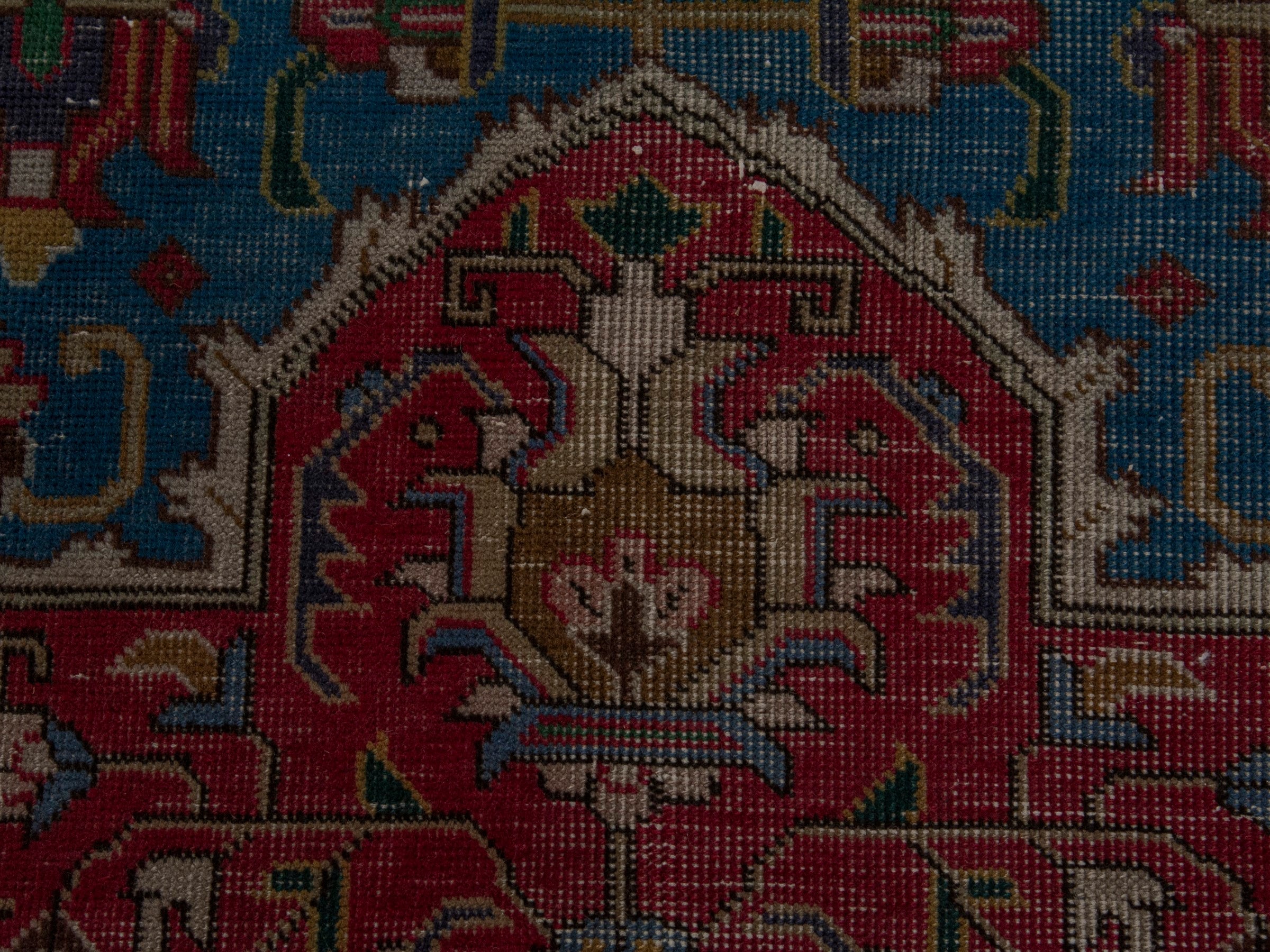 Persian Tabriz oversized rug in teal and burgundy, view 16 of 22