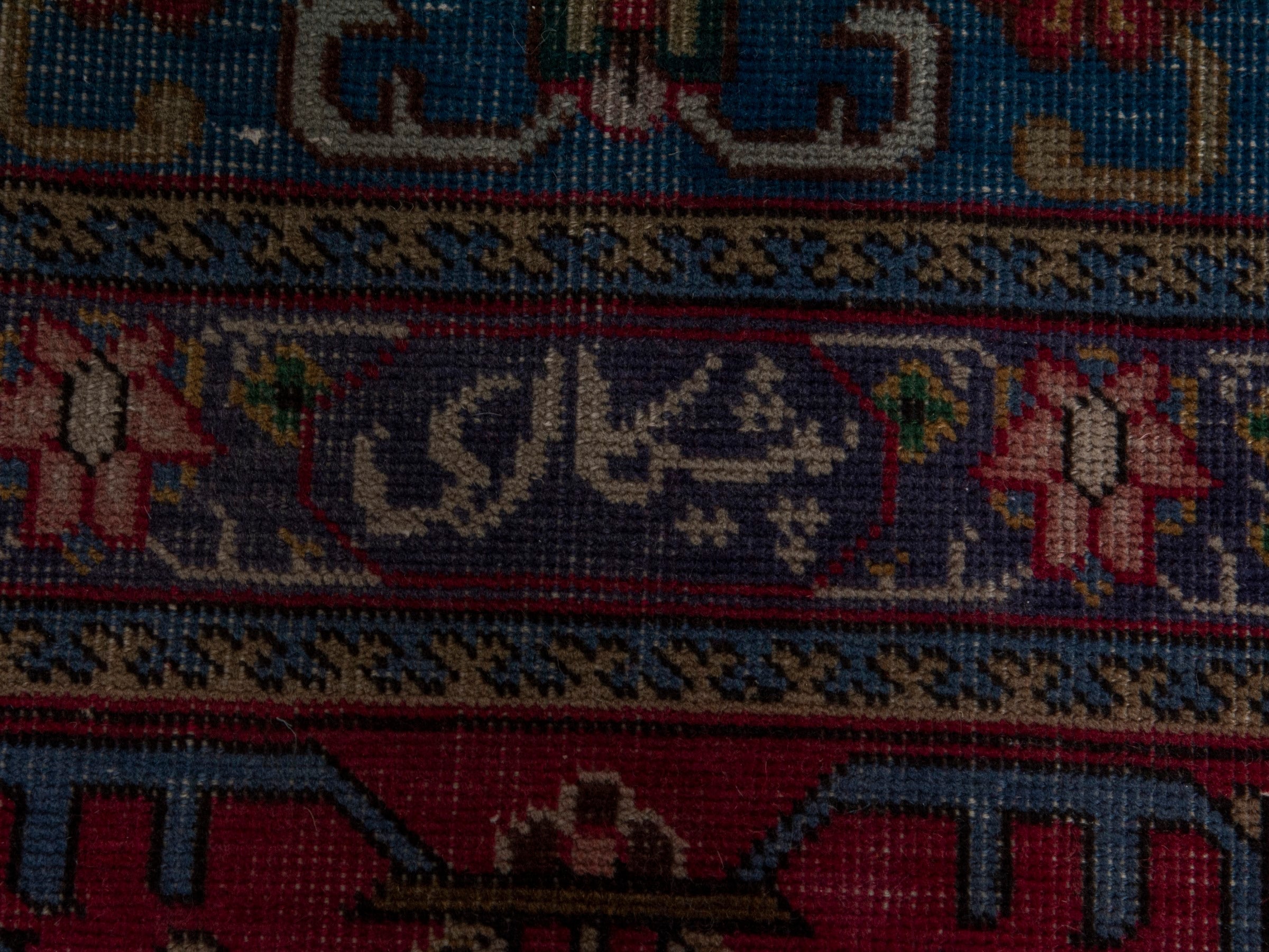 Persian Tabriz oversized rug in teal and burgundy, view 21 of 22