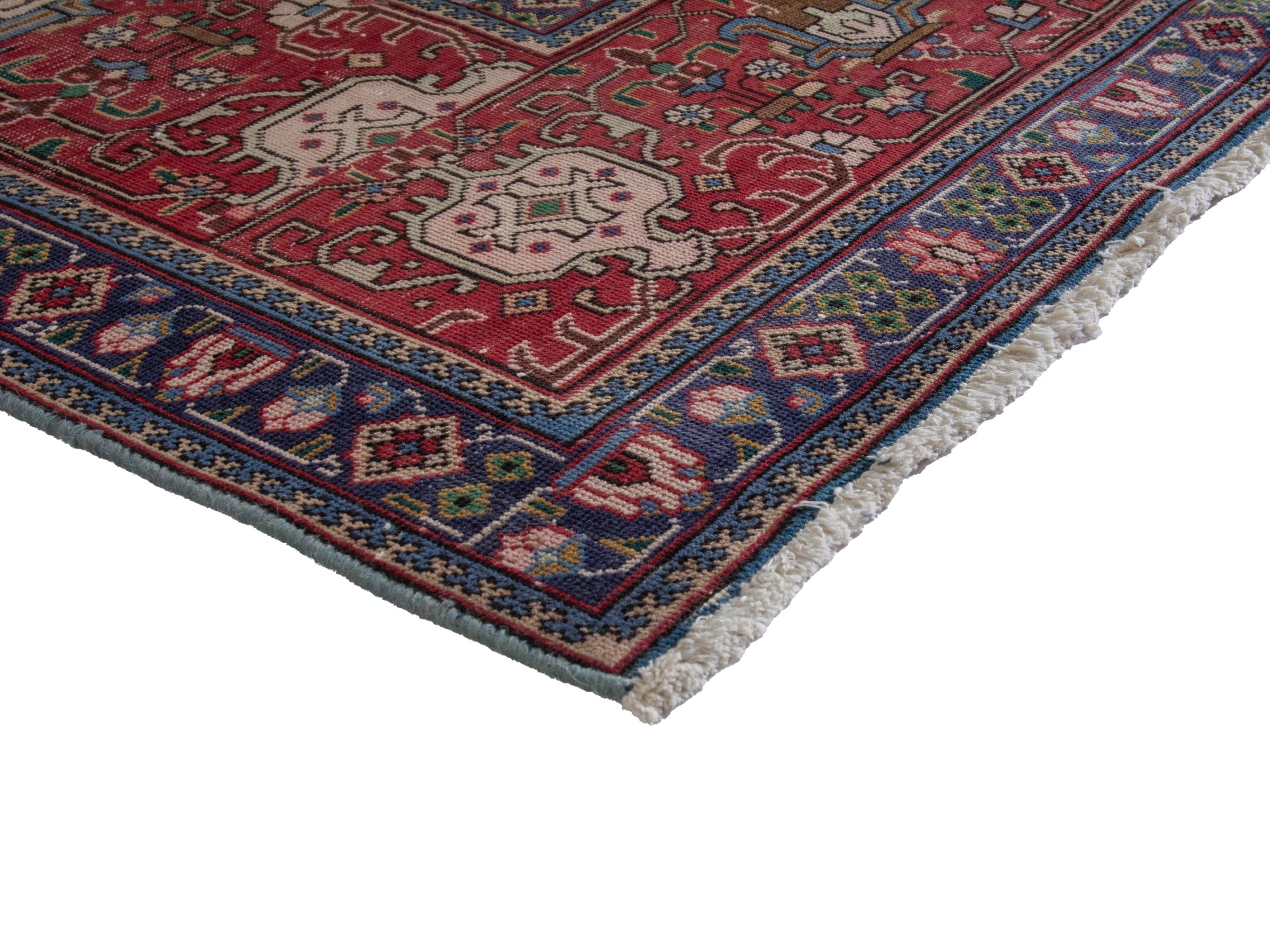 Persian Tabriz oversized rug in teal and burgundy, view 6 of 22