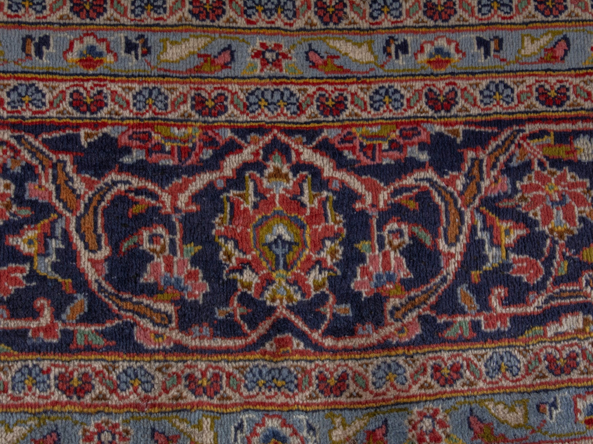 Persian Kashan oversized rug in rust and deep indigo, view 11 of 20