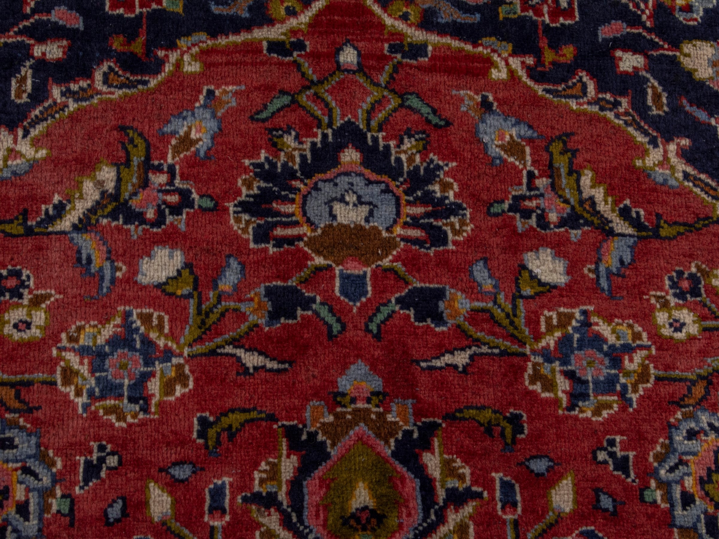 Persian Kashan oversized rug in rust and deep indigo, view 12 of 20