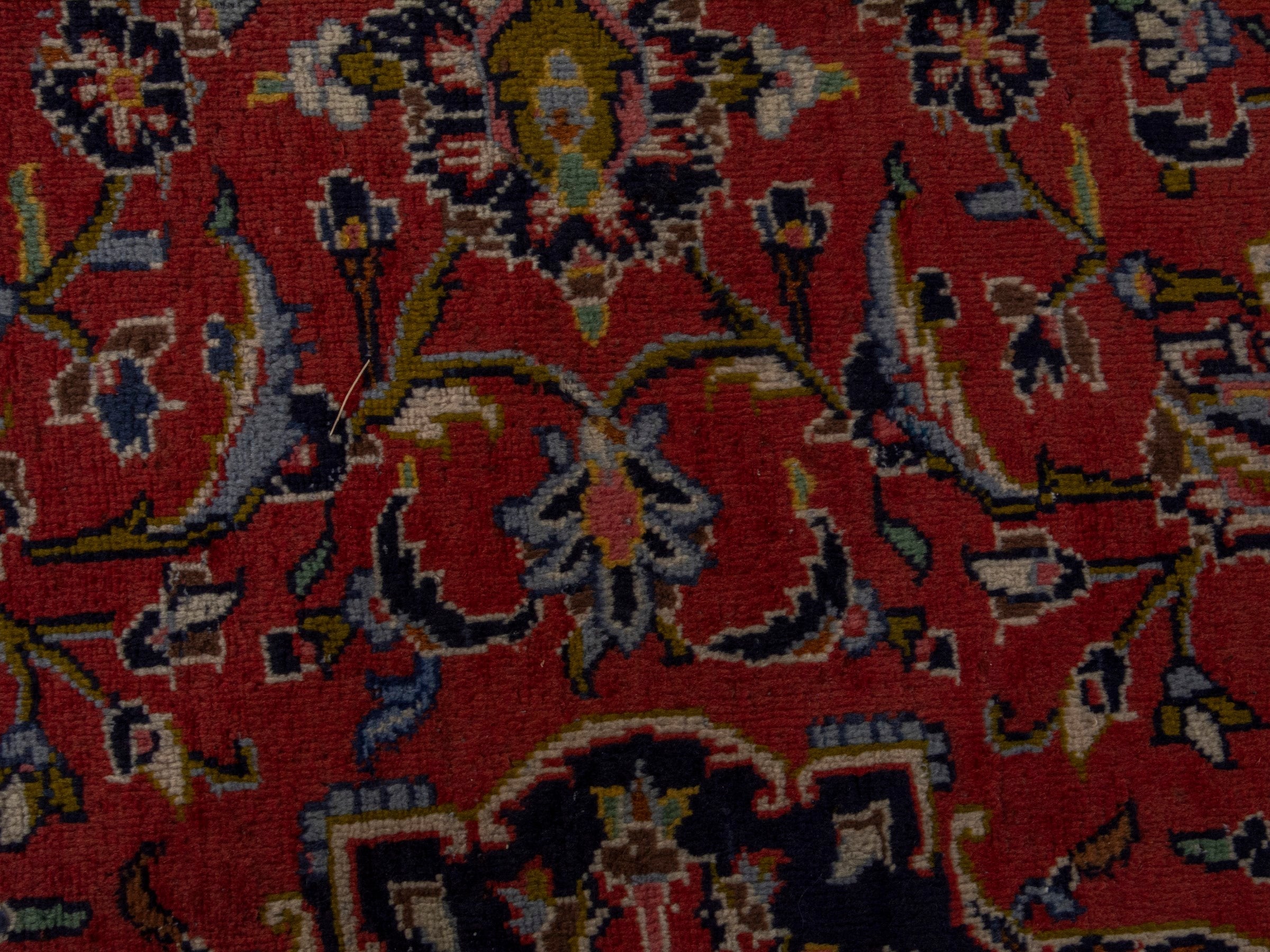 Persian Kashan oversized rug in rust and deep indigo, view 13 of 20