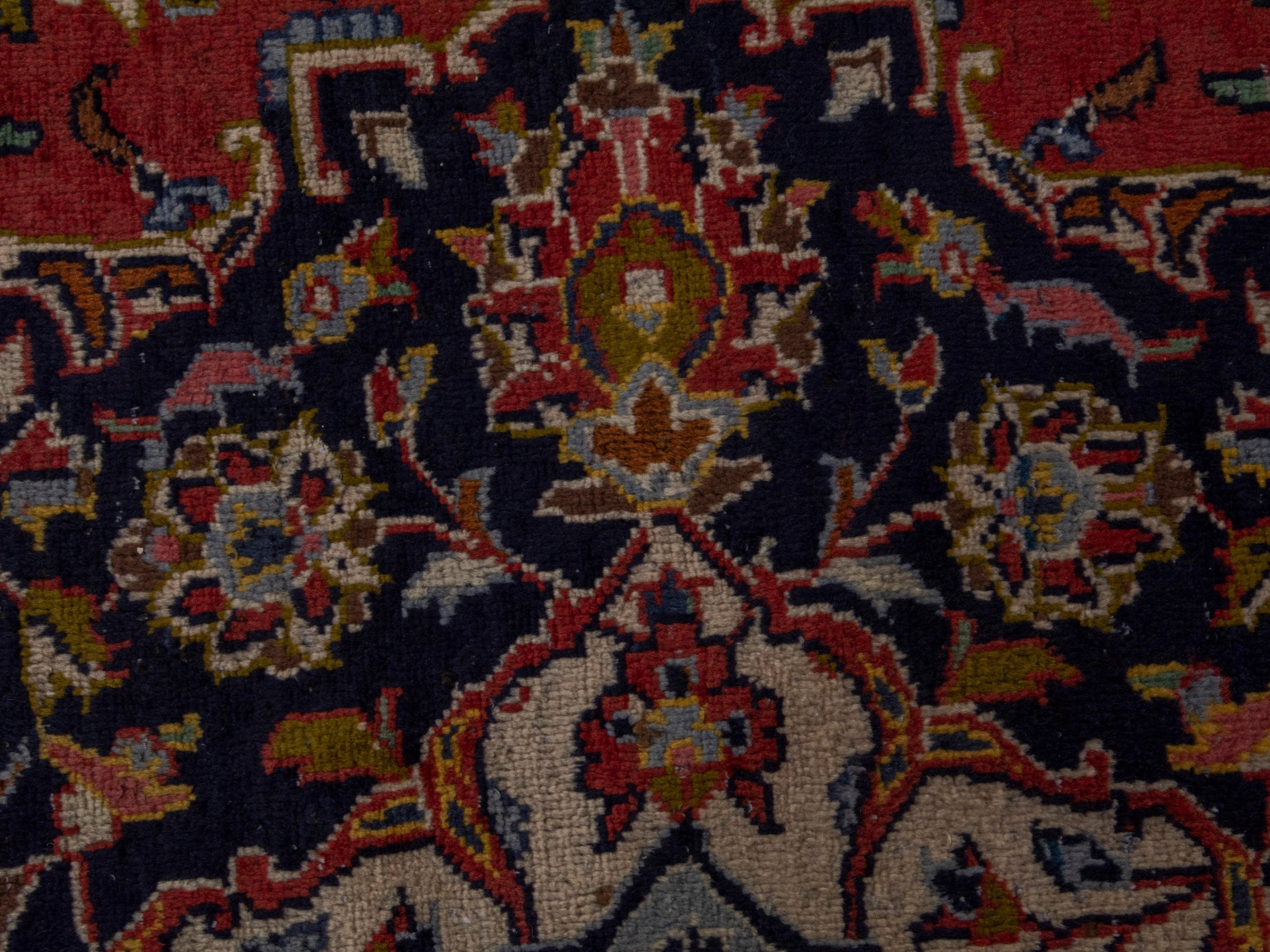Persian Kashan oversized rug in rust and deep indigo, view 14 of 20