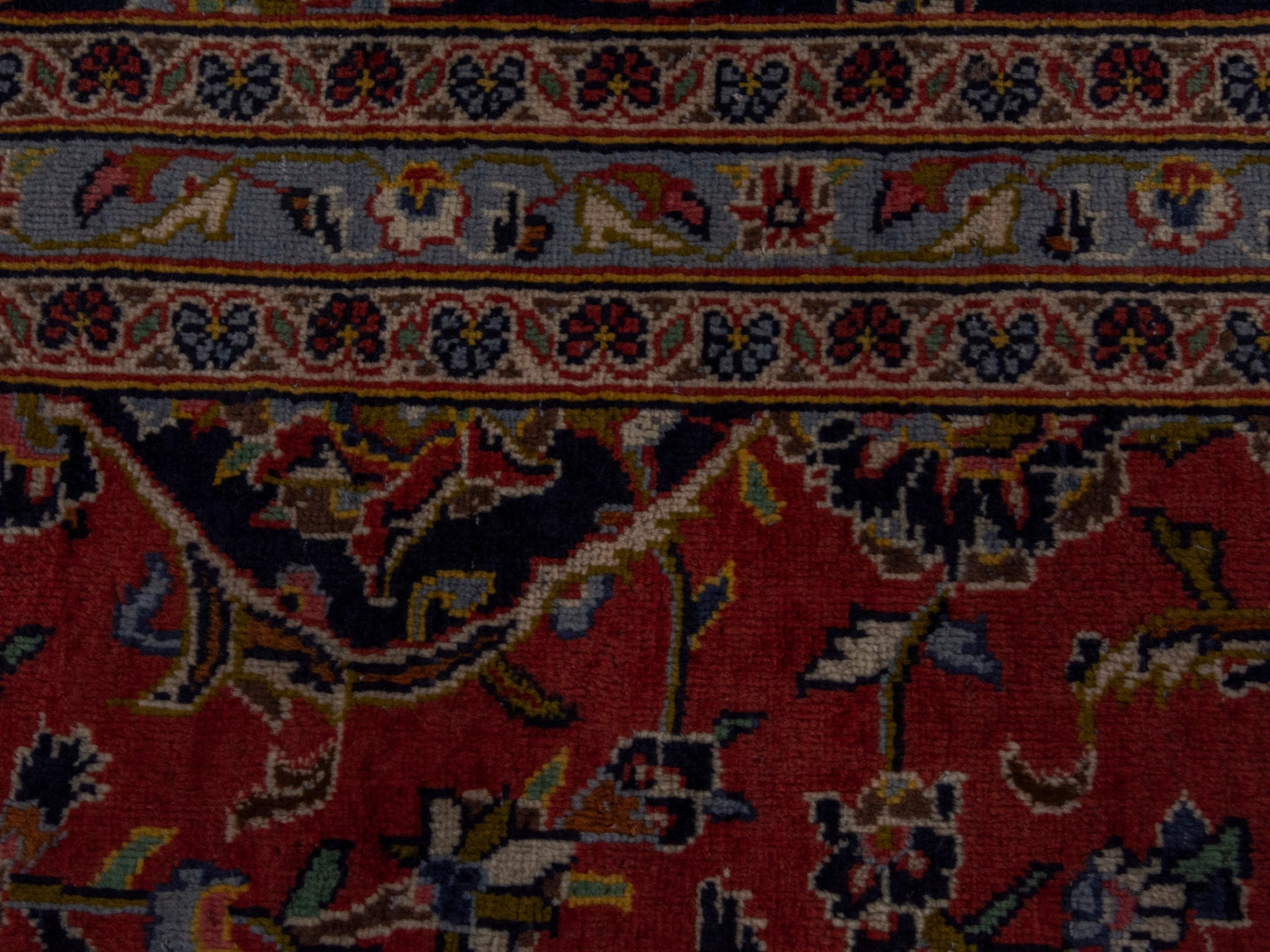 Persian Kashan oversized rug in rust and deep indigo, view 15 of 20