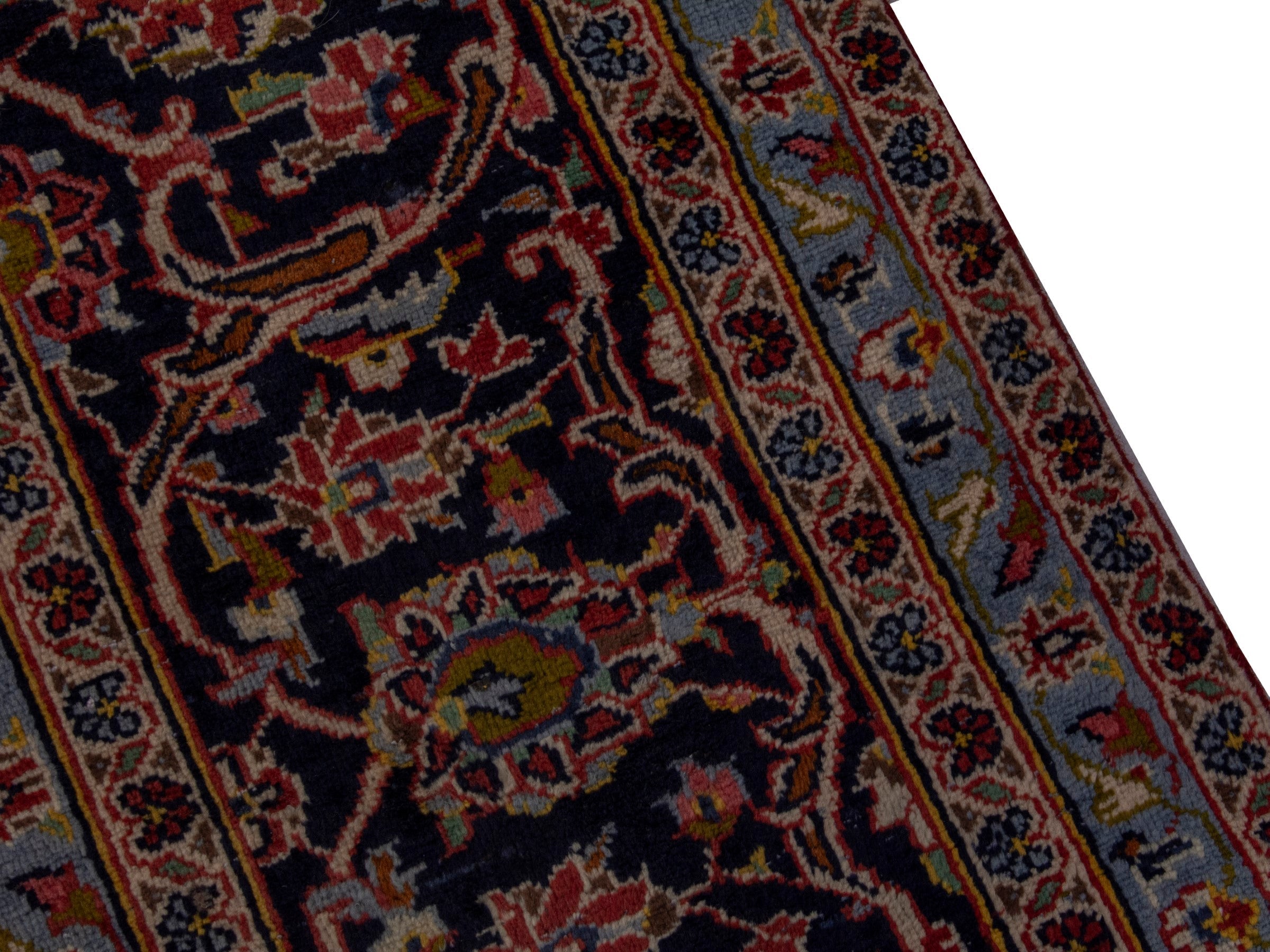 Persian Kashan oversized rug in rust and deep indigo, view 7 of 20