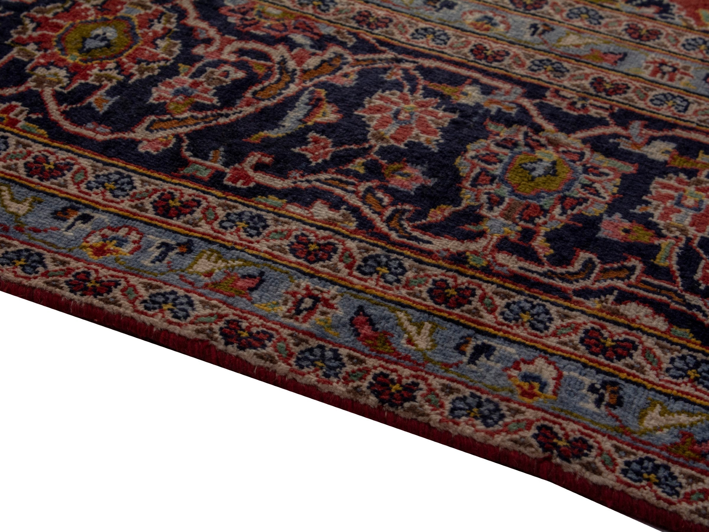 Persian Kashan oversized rug in rust and deep indigo, view 8 of 20