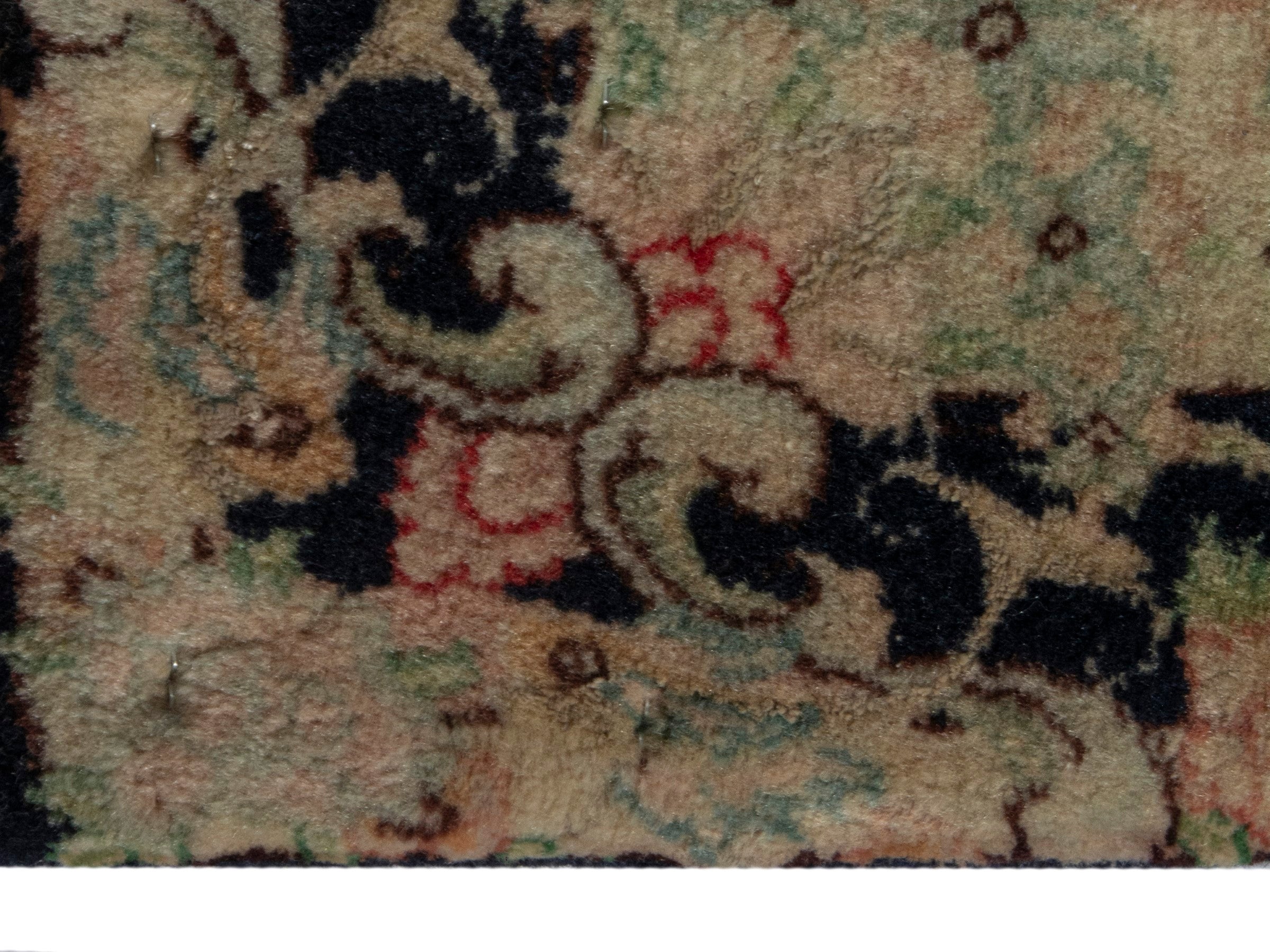 Persian Tabriz accent rug in navy and cream, view 4 of 7