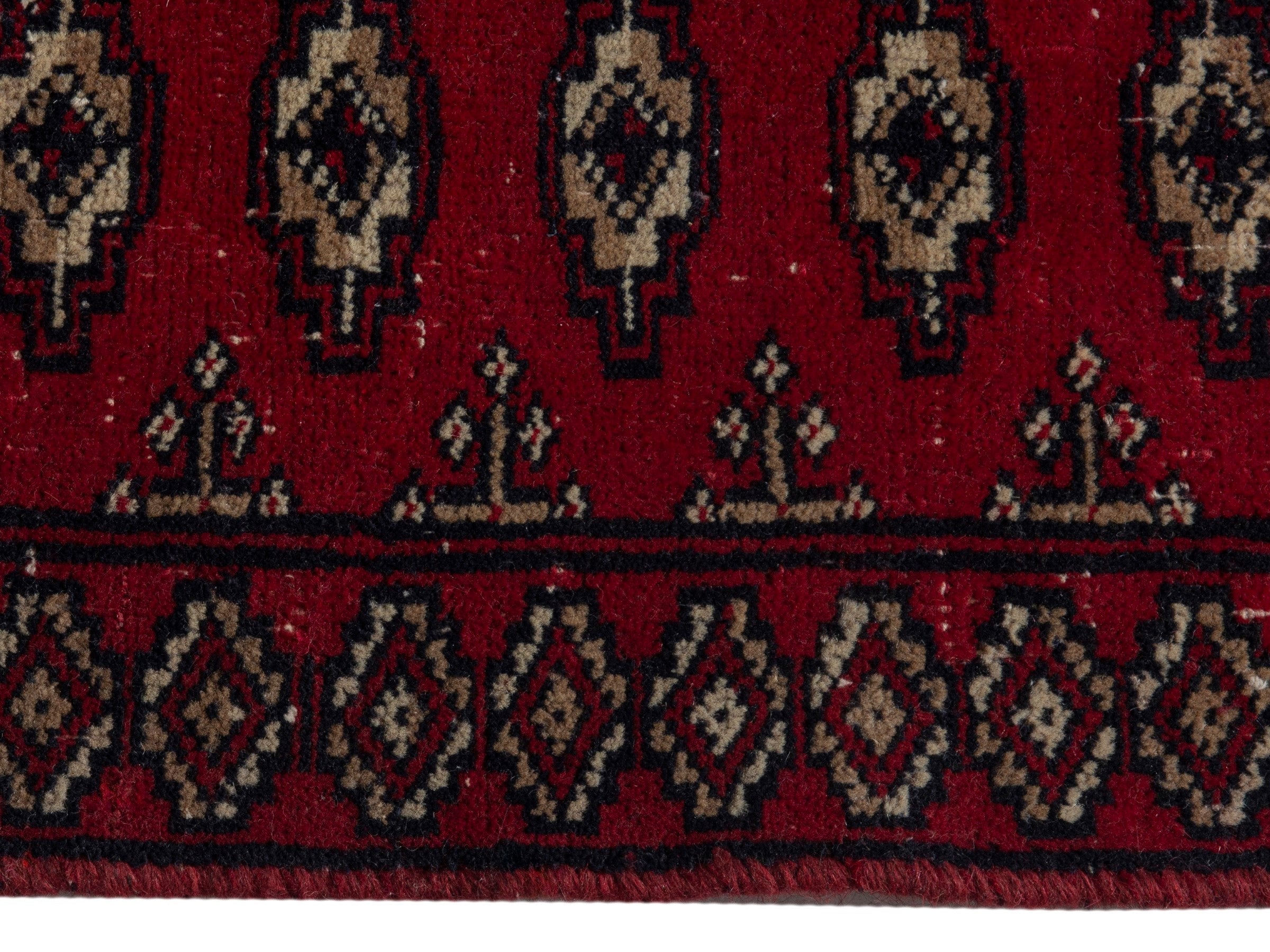 Persian Torkaman accent rug in burgundy and cream, view 3 of 6