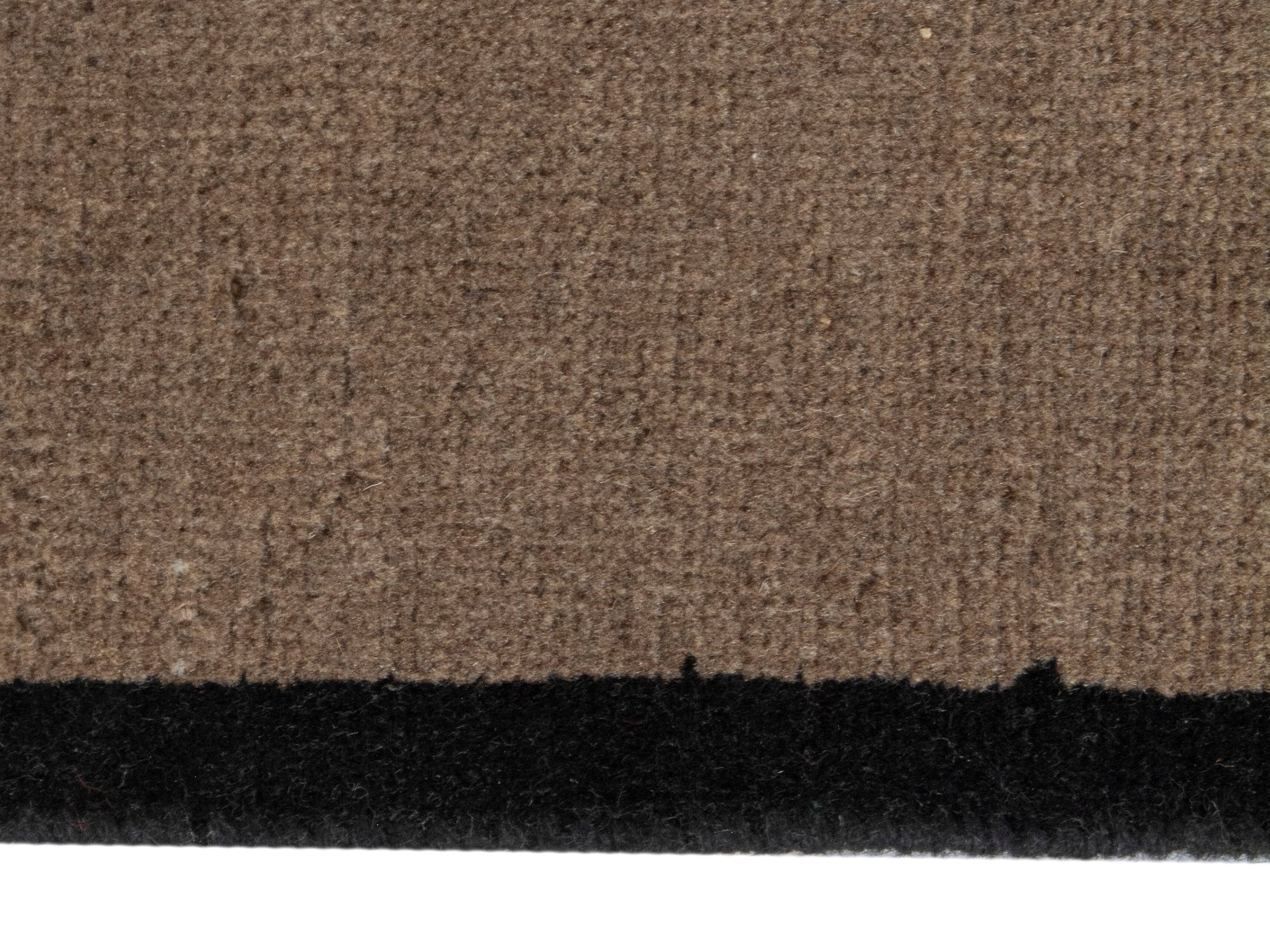 Persian Gabbeh accent rug in beige and charcoal, view 4 of 7
