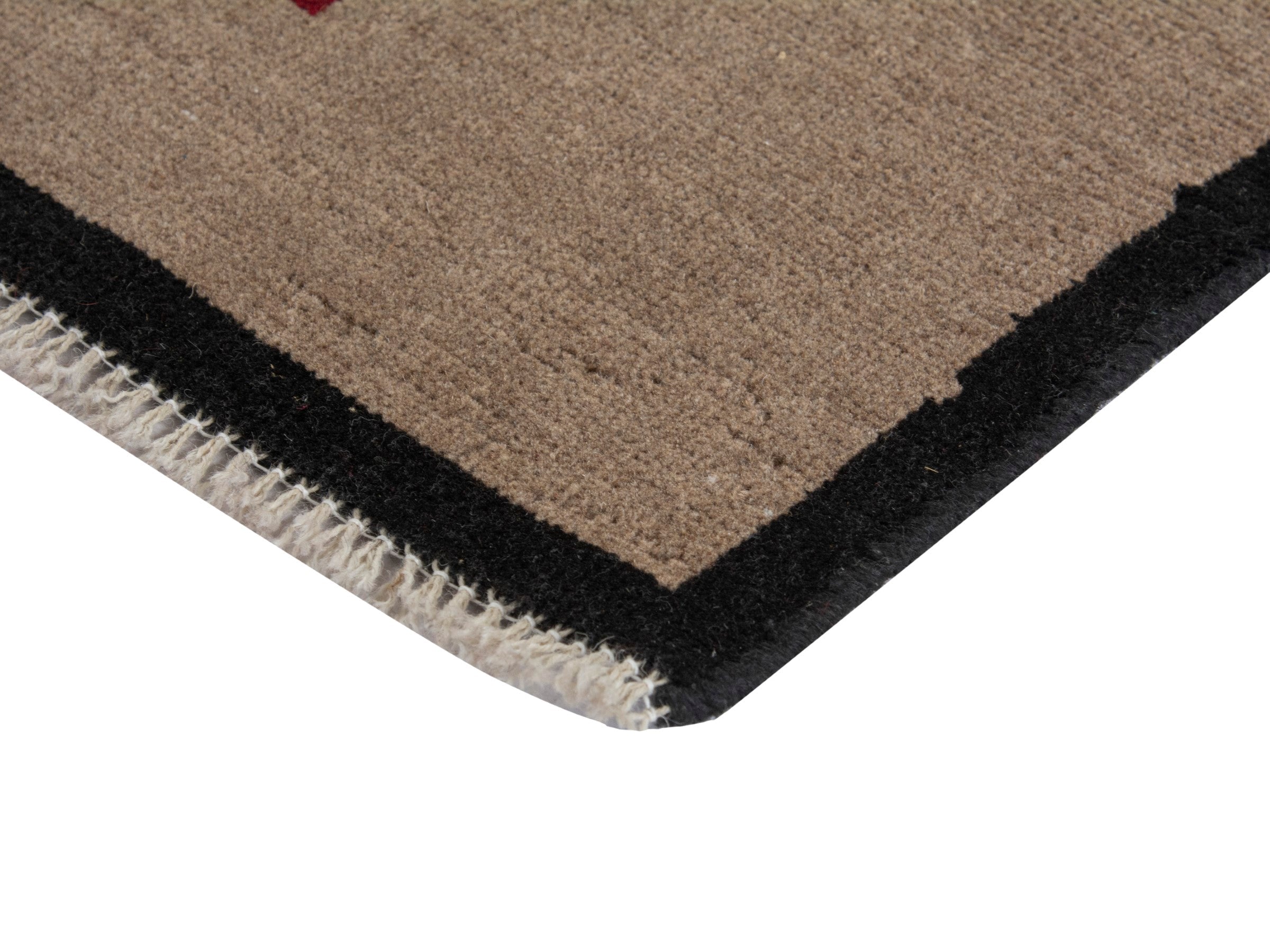 Persian Gabbeh accent rug in beige and charcoal, view 5 of 7